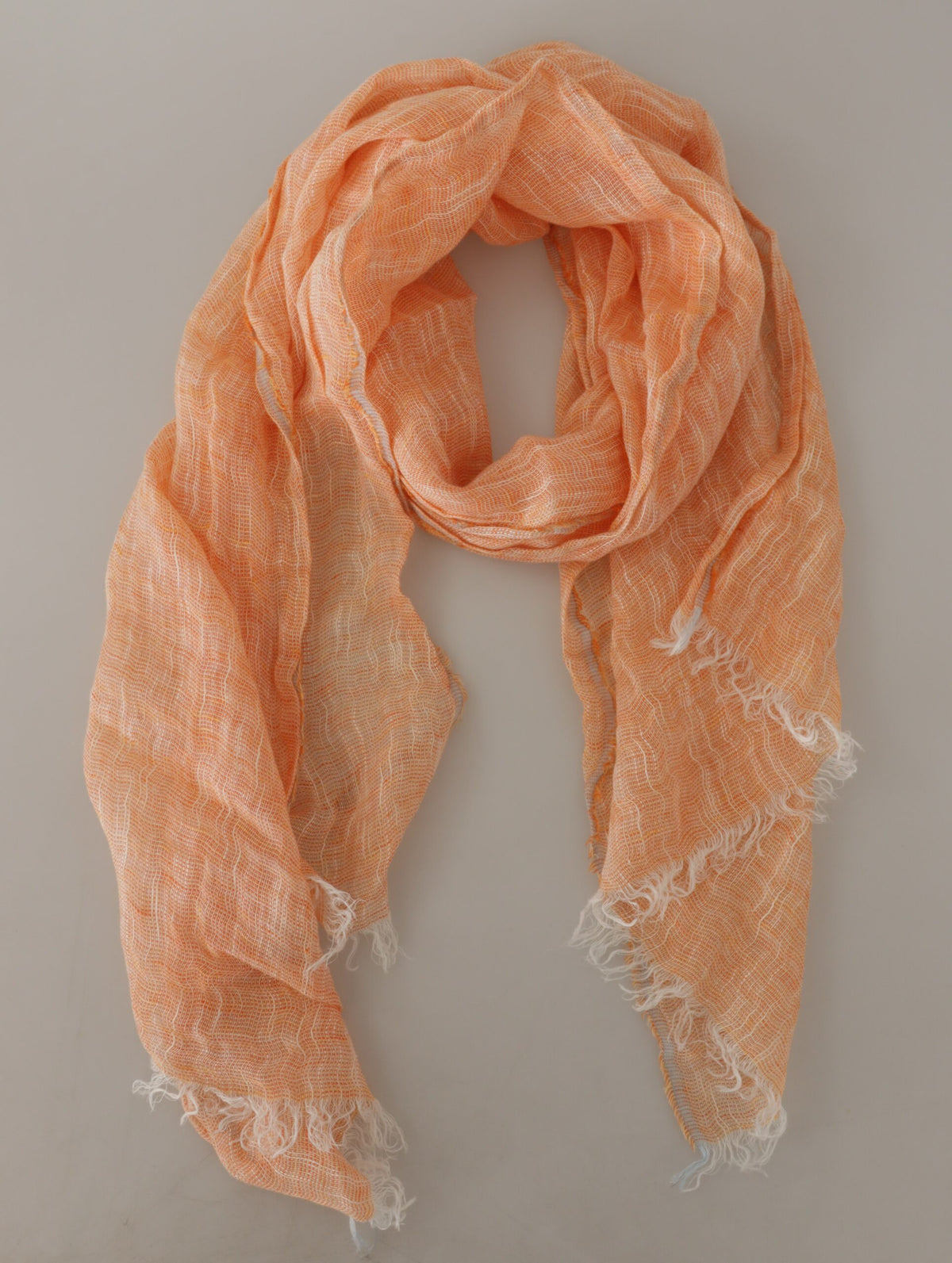 Malo Peach Linen Knitted Shawl Wrap Fringes Women's Scarf