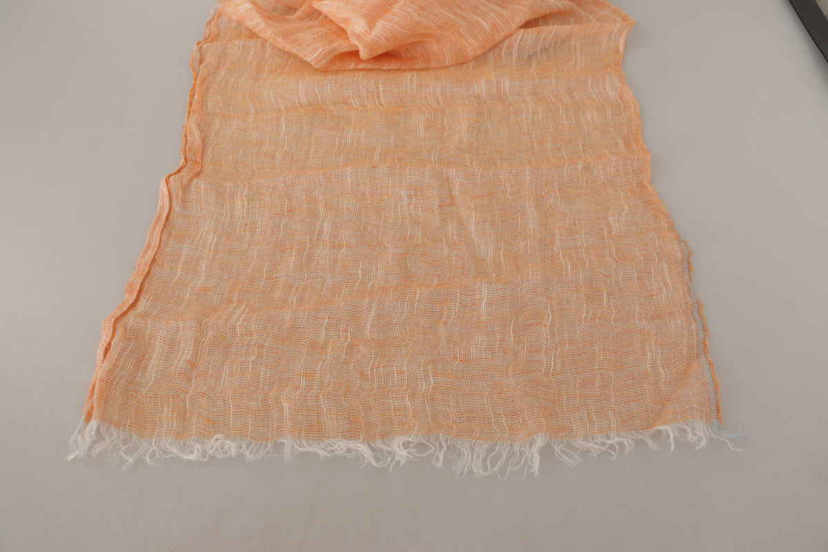 Malo Peach Linen Knitted Shawl Wrap Fringes Women's Scarf