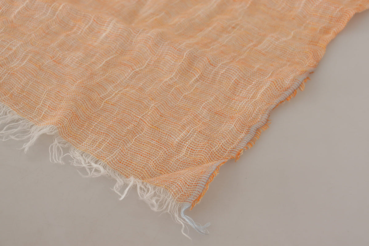 Malo Peach Linen Knitted Shawl Wrap Fringes Women's Scarf