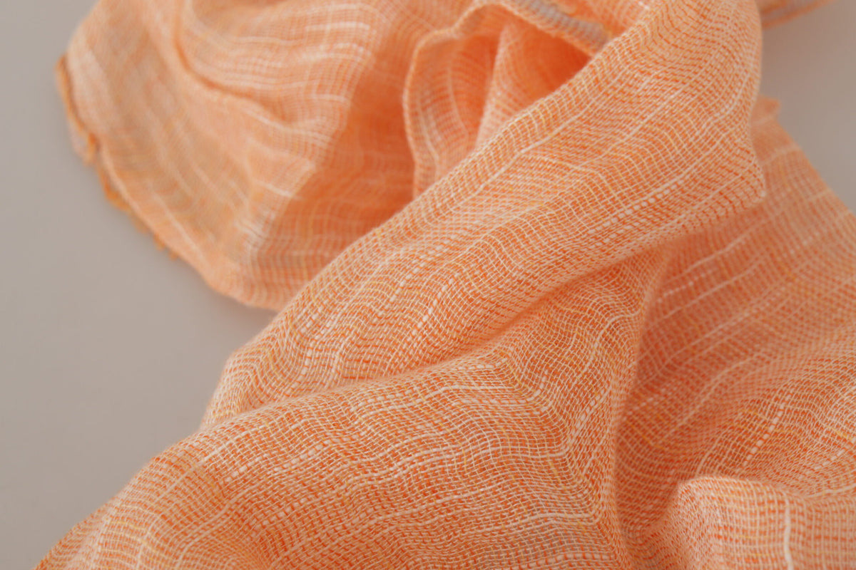 Malo Peach Linen Knitted Shawl Wrap Fringes Women's Scarf