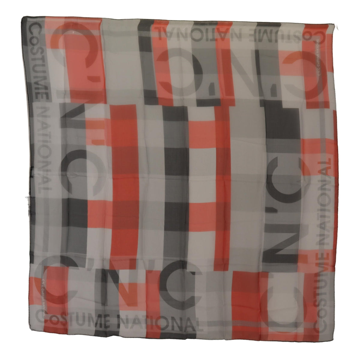 Costume National Gray Red Shawl Foulard Wrap Women's Scarf