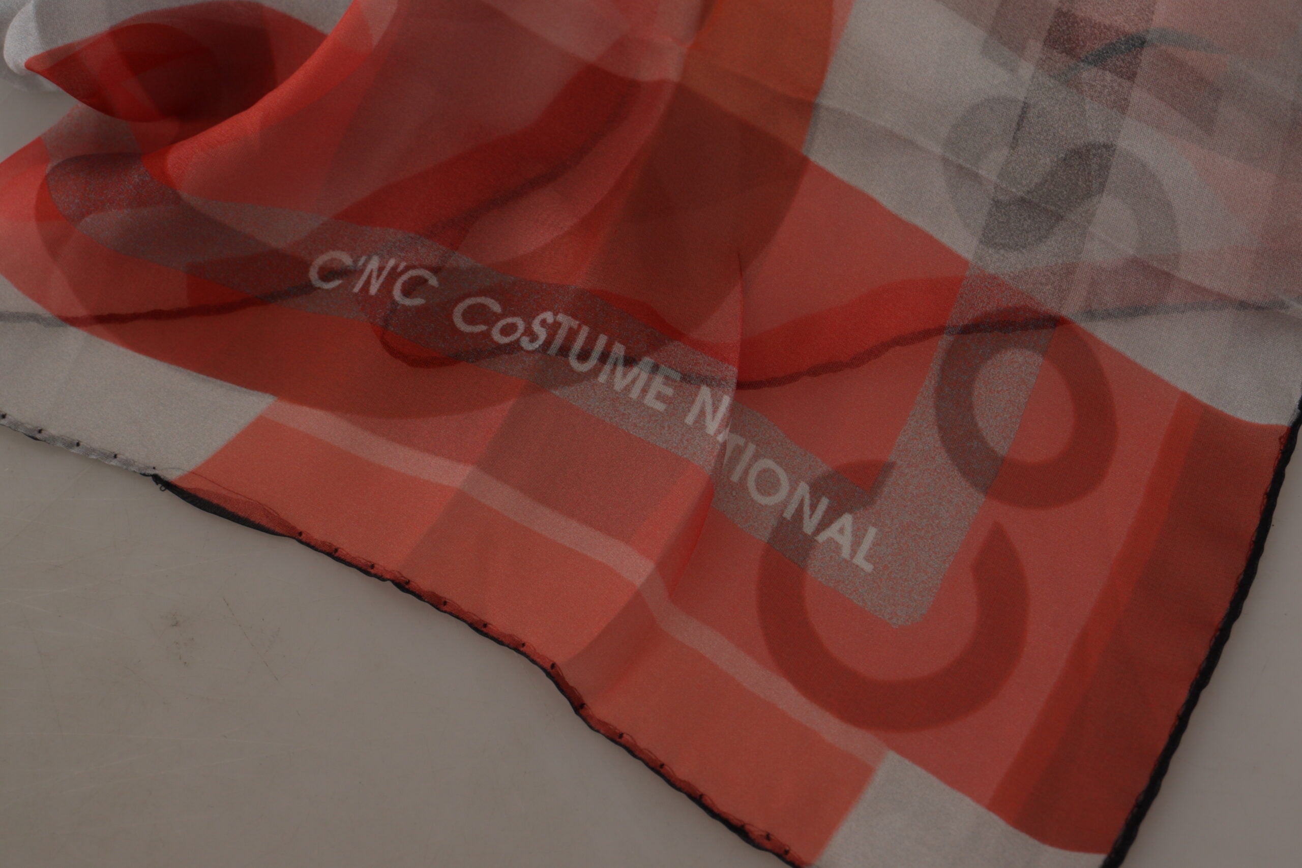 Costume National Gray Red Shawl Foulard Wrap Women's Scarf