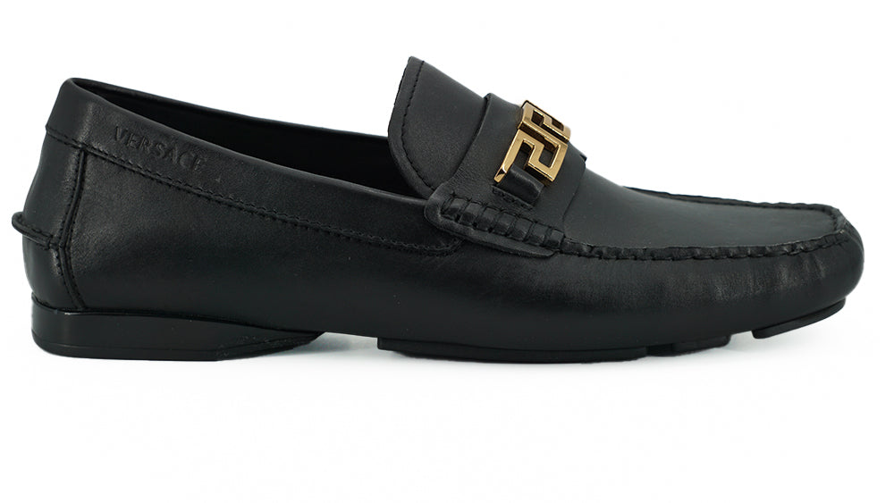 Versace Elegant Black Calf Leather Men's Men's Loafers