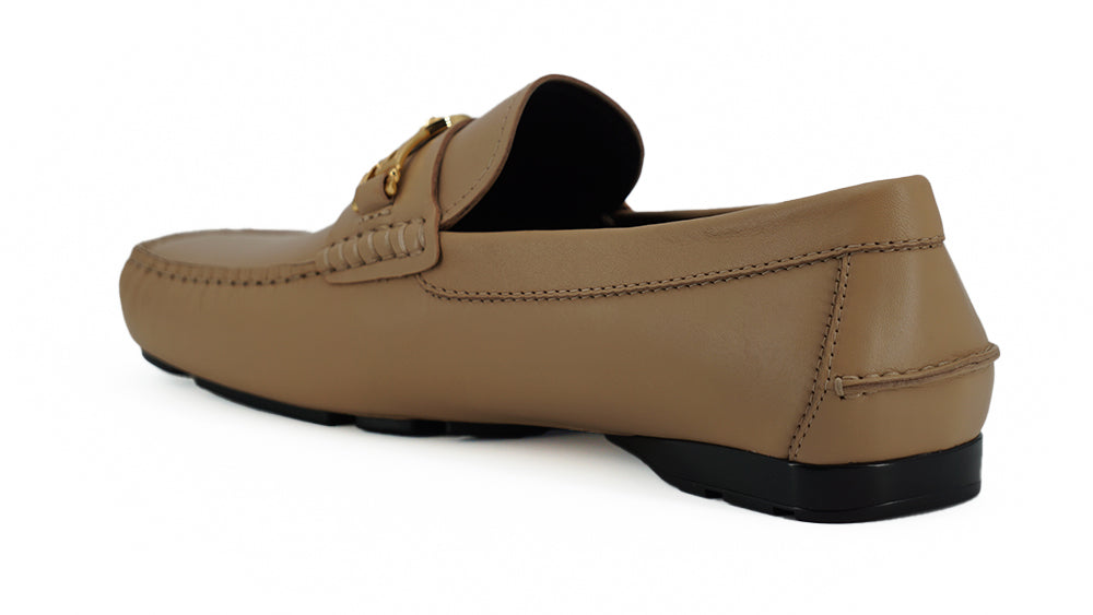 Versace Exquisite Medusa Gold-Tone Leather Men's Loafers
