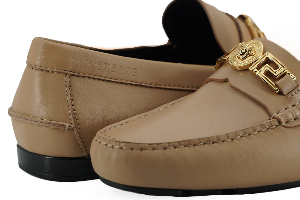 Versace Exquisite Medusa Gold-Tone Leather Men's Loafers