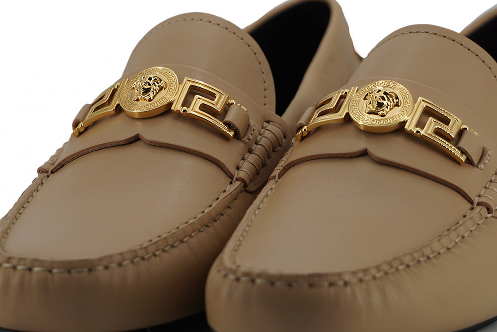 Versace Exquisite Medusa Gold-Tone Leather Men's Loafers