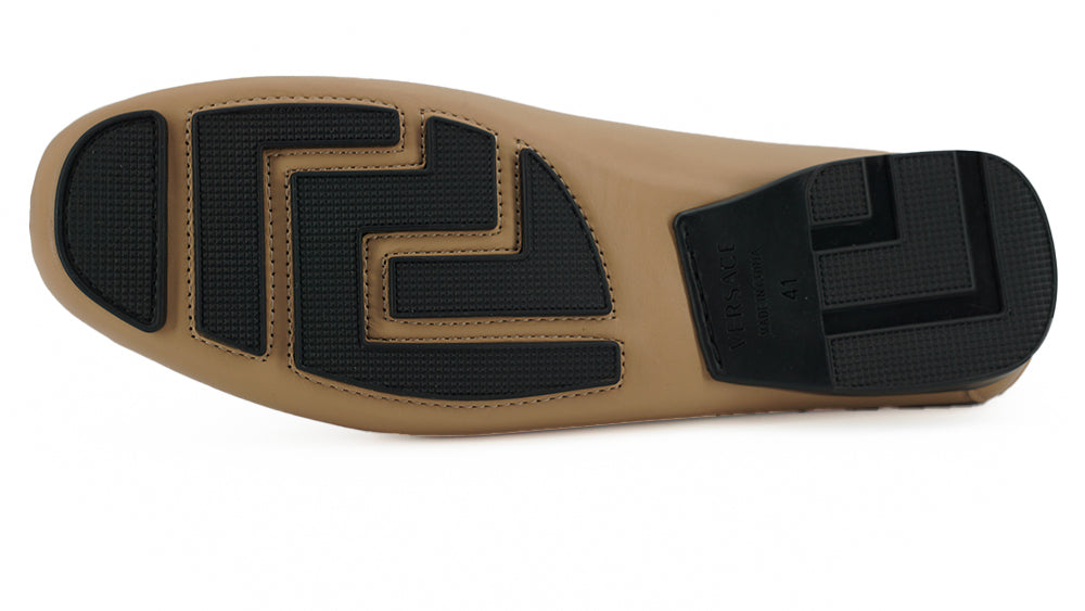 Versace Exquisite Medusa Gold-Tone Leather Men's Loafers