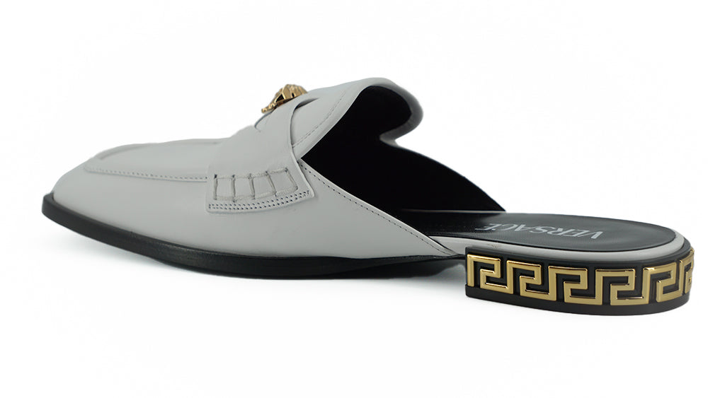 Versace Elegant White Leather Flat Women's Slides