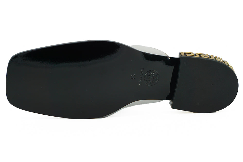 Versace Elegant White Leather Flat Women's Slides