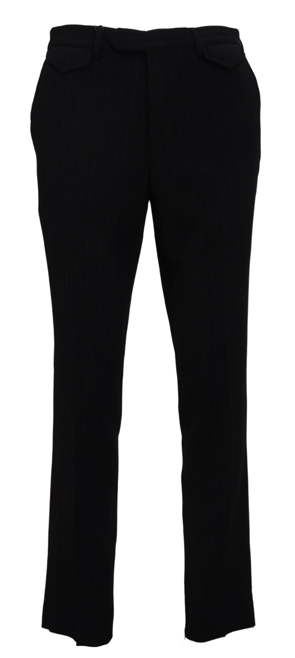 BENCIVENGA Black Cotton Straight Fit Men Formal Men's Pants