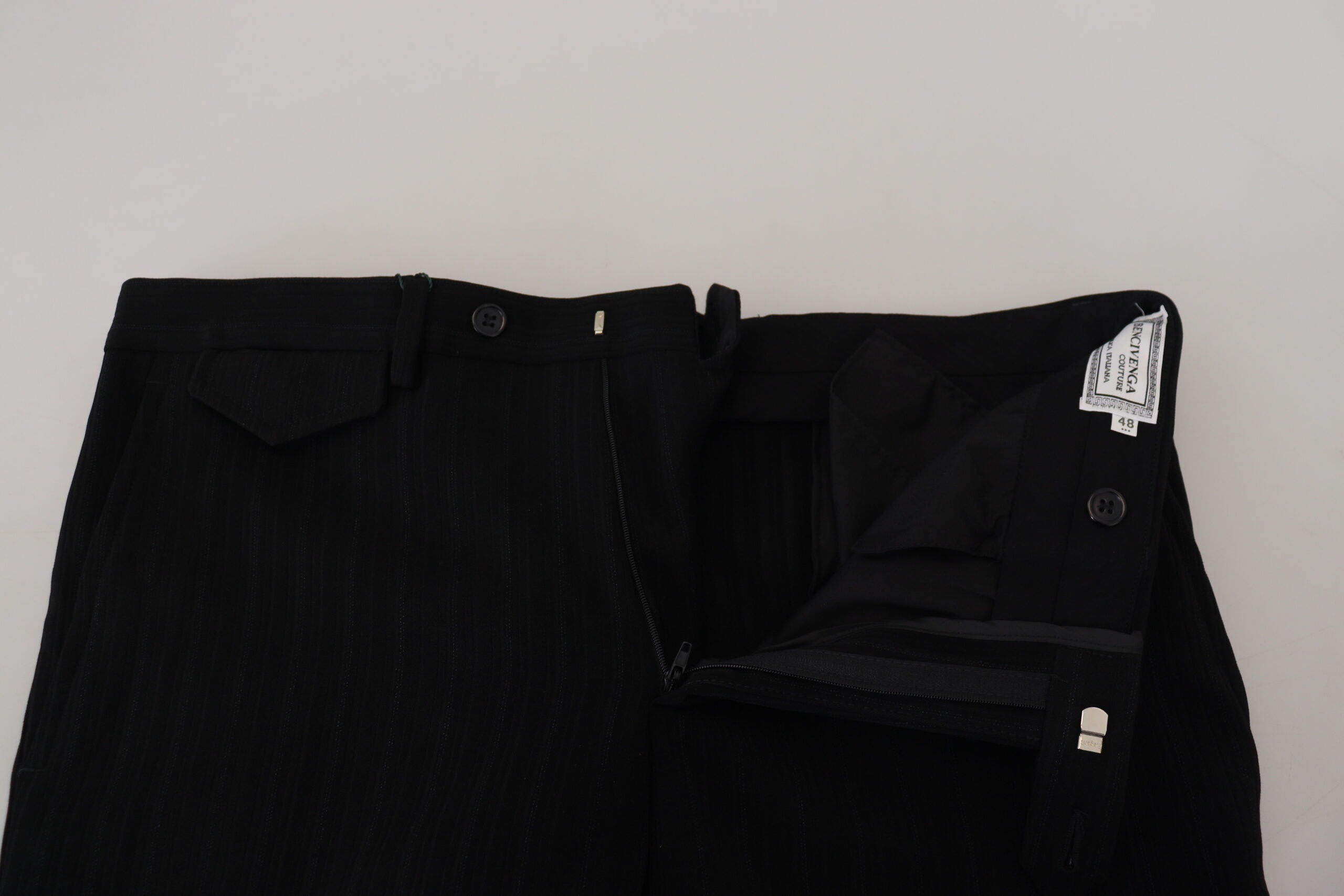 BENCIVENGA Black Cotton Straight Fit Men Formal Men's Pants