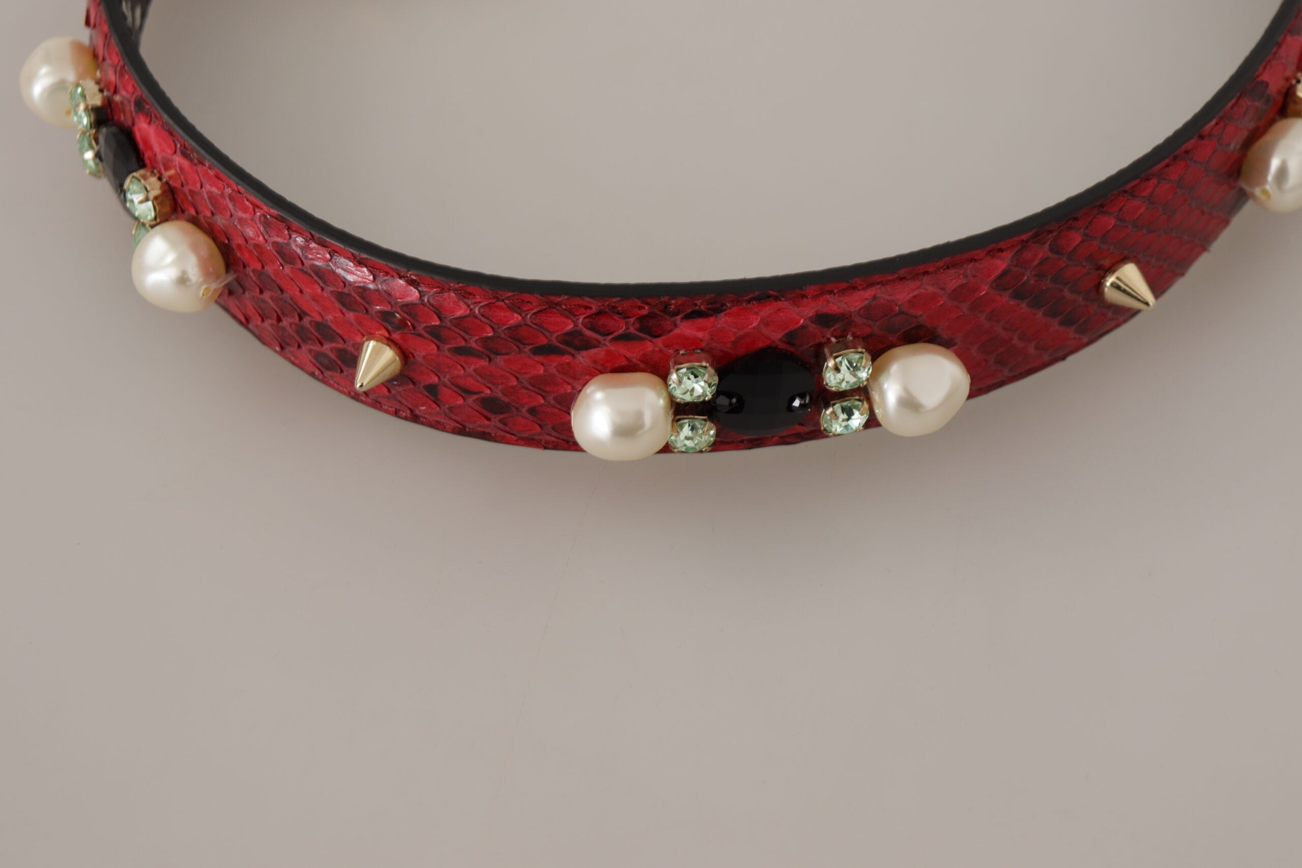 Dolce & Gabbana Red Exotic Leather Crystals Bag Shoulder Women's Strap