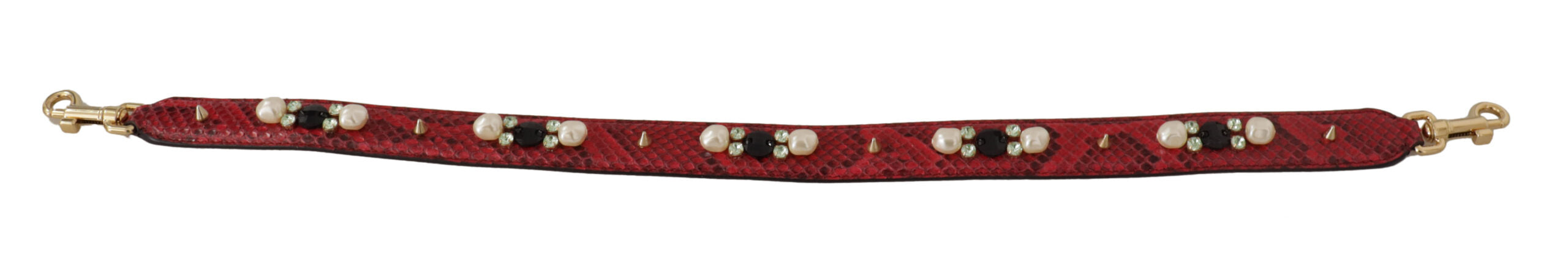 Dolce & Gabbana Red Exotic Leather Crystals Bag Shoulder Women's Strap