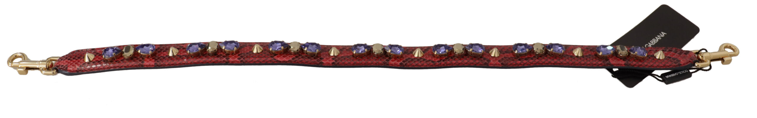 Dolce & Gabbana Red Exotic Leather Crystals Bag Shoulder Women's Strap