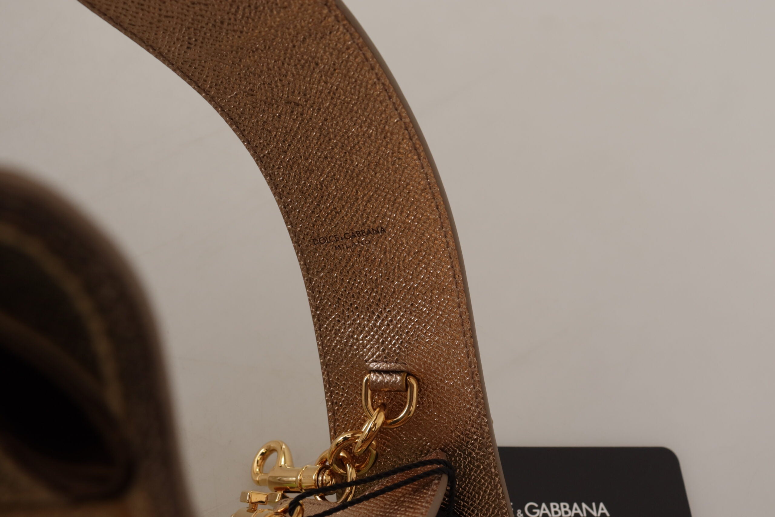 Dolce & Gabbana Gold Leather LOVE Patch Bag Shoulder Women's Strap