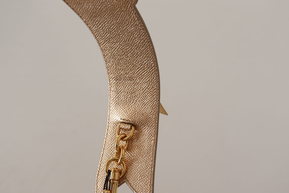 Dolce & Gabbana Gold Leather LOVE Patch Bag Shoulder Women's Strap