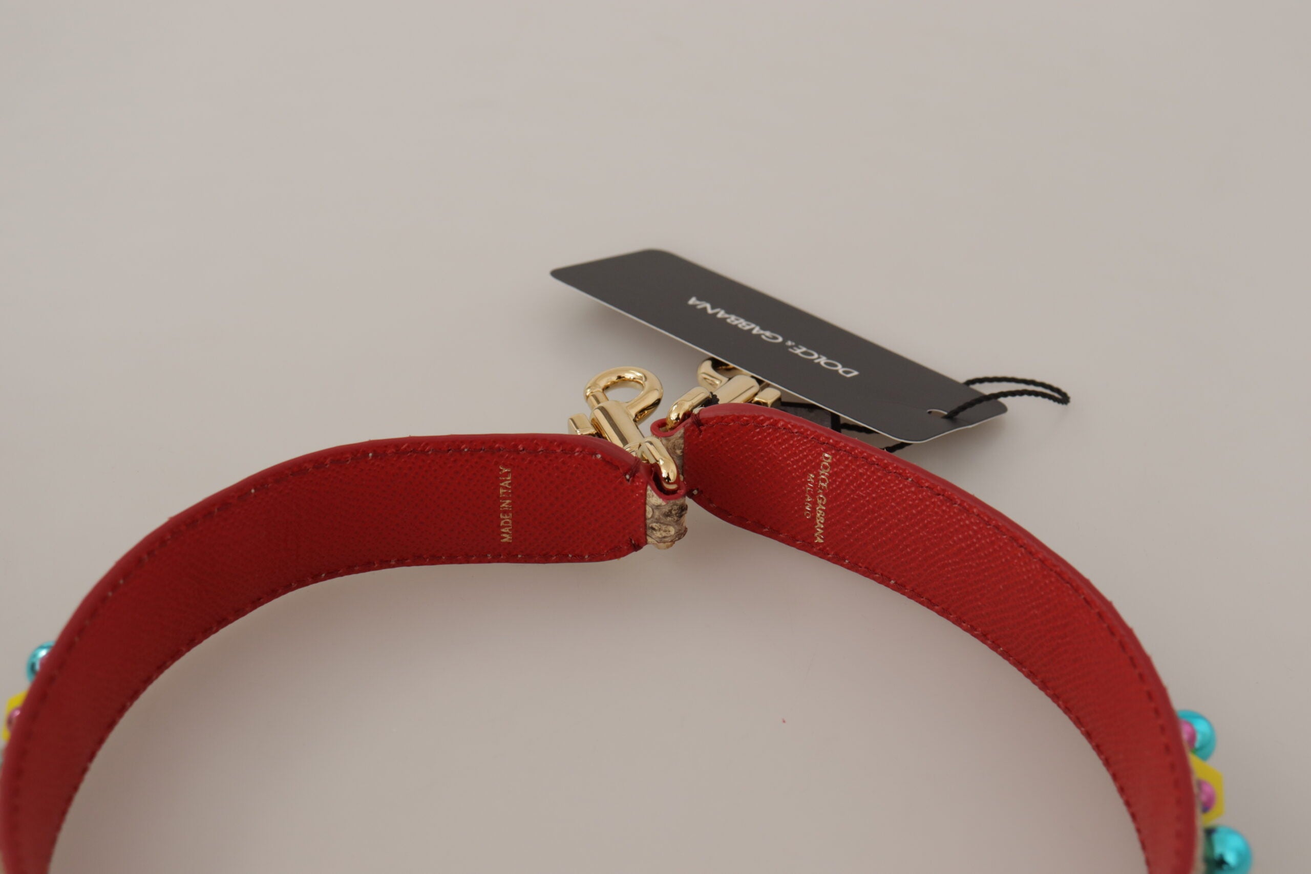 Dolce & Gabbana Beige Python Leather Crystals Shoulder Women's Strap