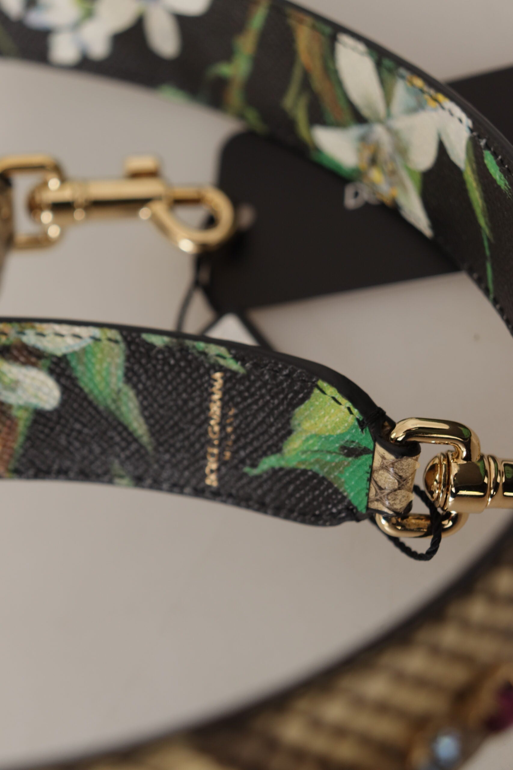 Dolce & Gabbana Beige Exotic Leather Crystals Reversible Shoulder Women's Strap