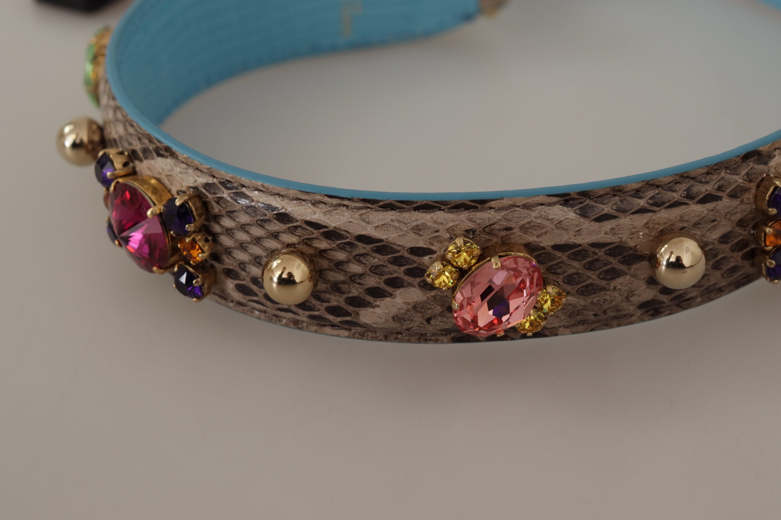 Dolce & Gabbana Brown Exotic Leather Crystals Shoulder Women's Strap