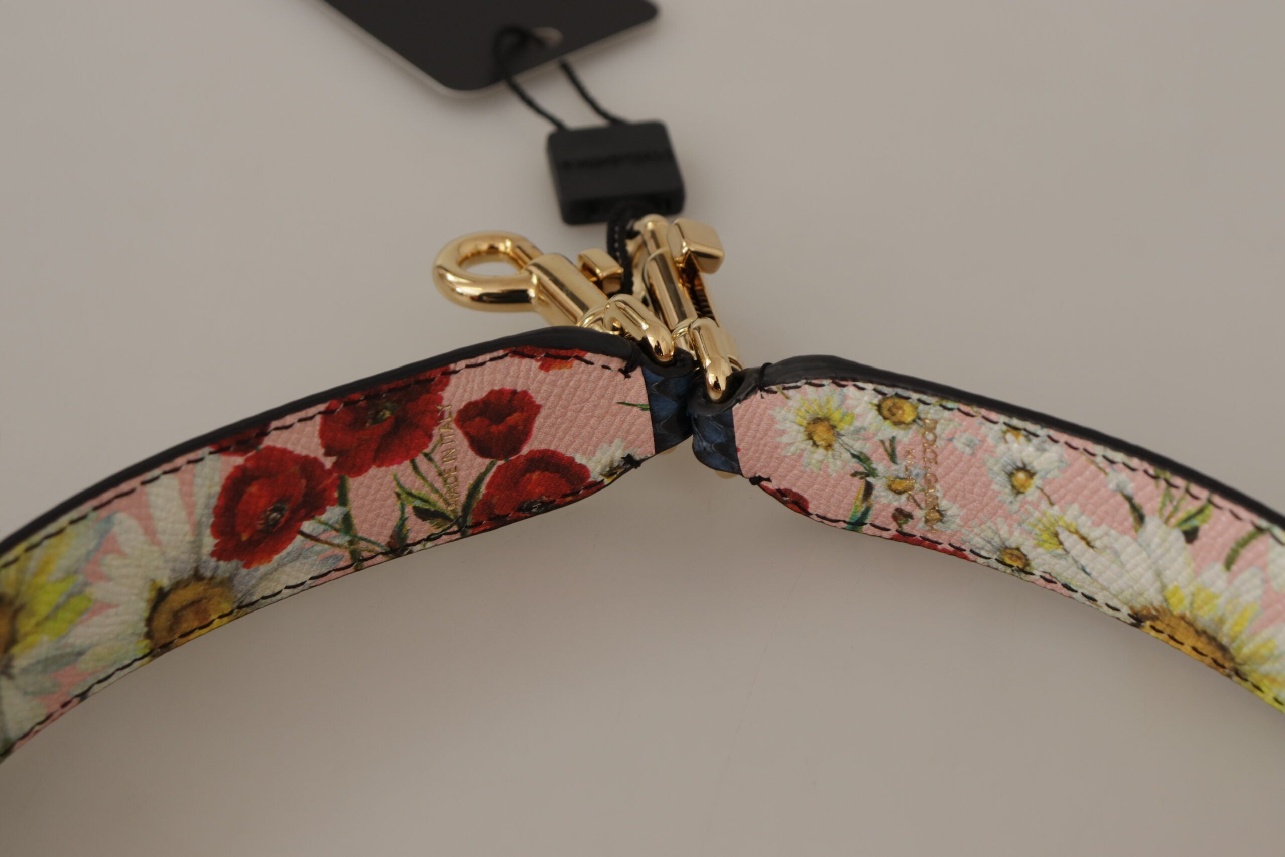 Dolce & Gabbana Blue Exotic Leather Crystals Reversible Shoulder Women's Strap