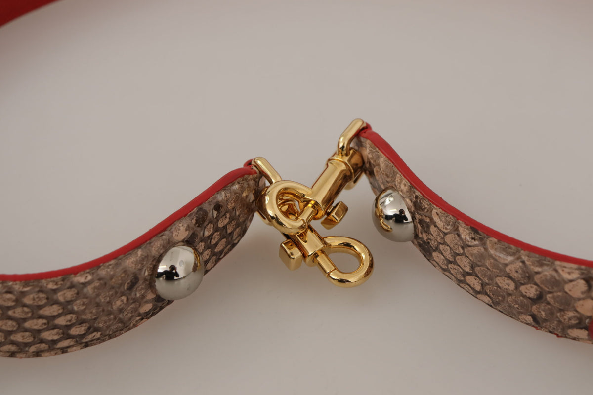 Dolce & Gabbana Brown Python Leather Crystals Shoulder Women's Strap