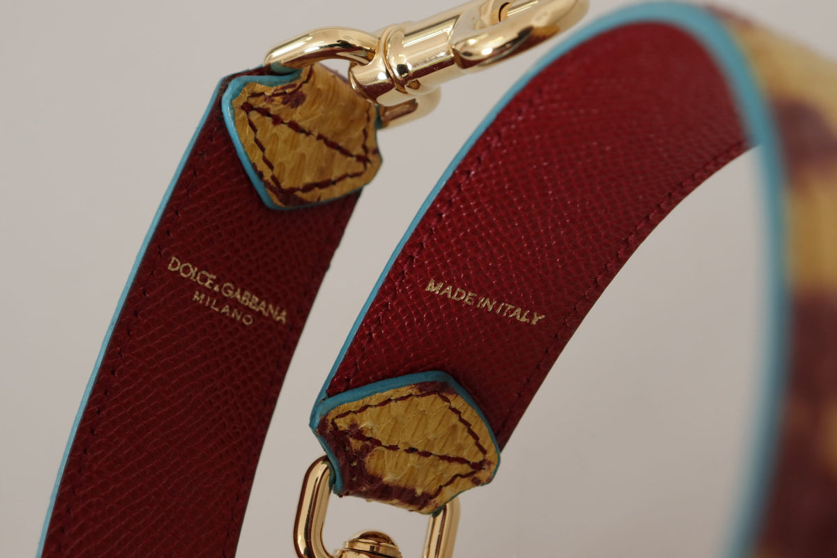 Dolce & Gabbana Yellow Red Leather Gold Tone Shoulder Women's Strap