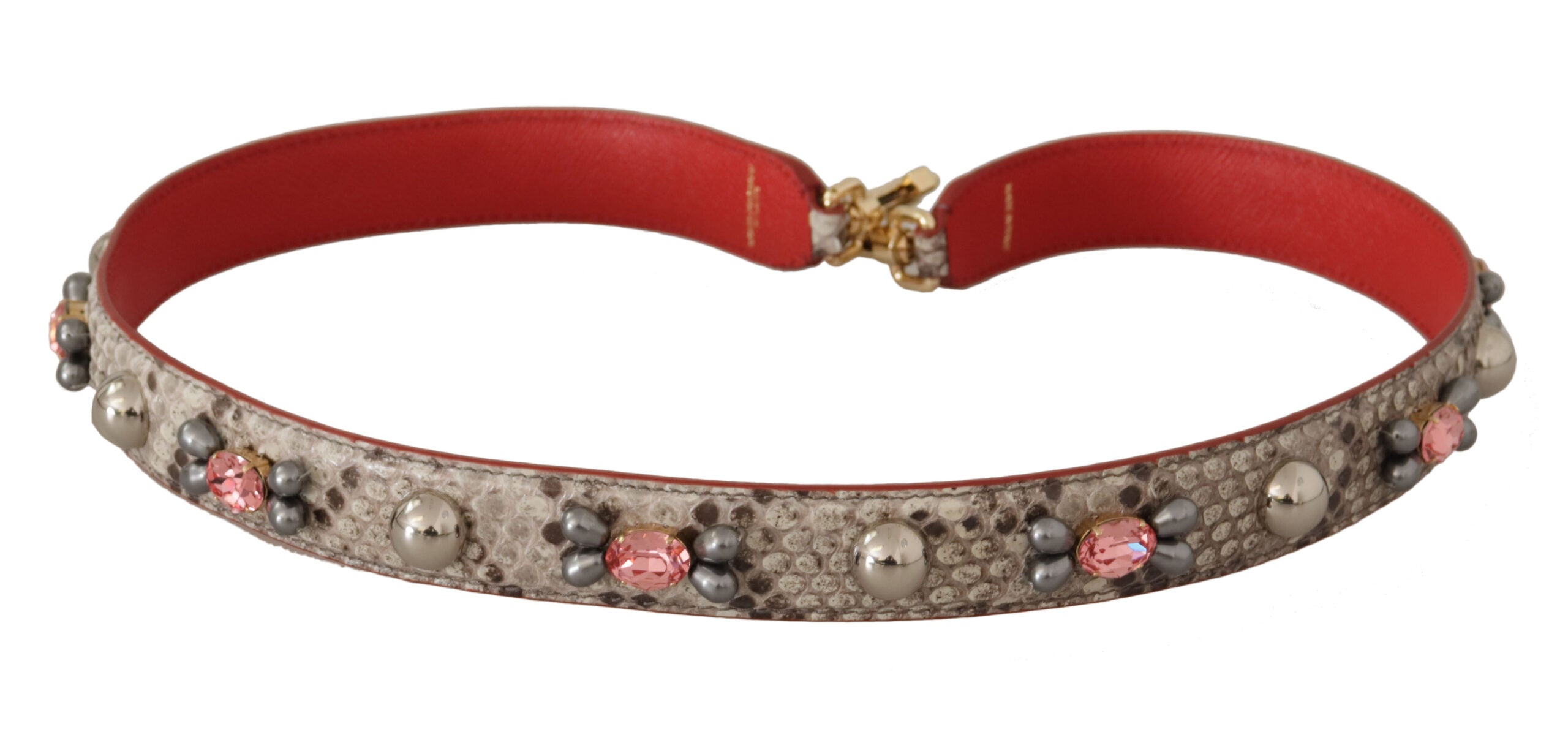 Dolce & Gabbana Beige Exotic Leather Studded Shoulder Women's Strap