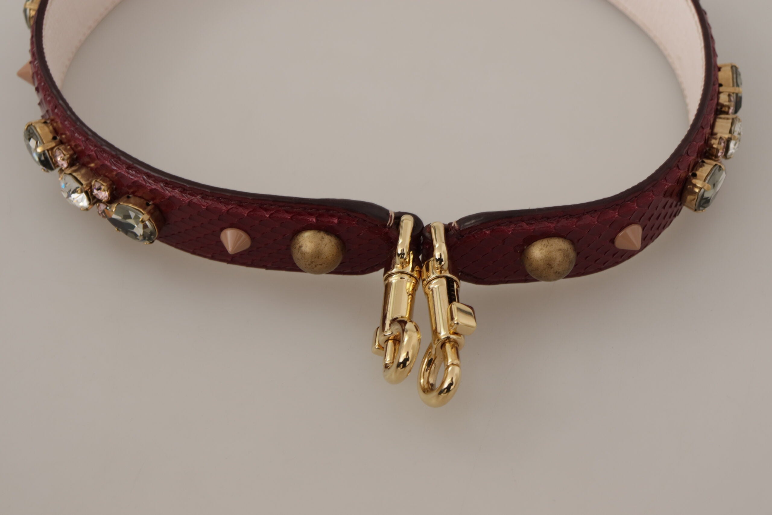 Dolce & Gabbana Bordeaux Leather Crystals Bag Shoulder Women's Strap