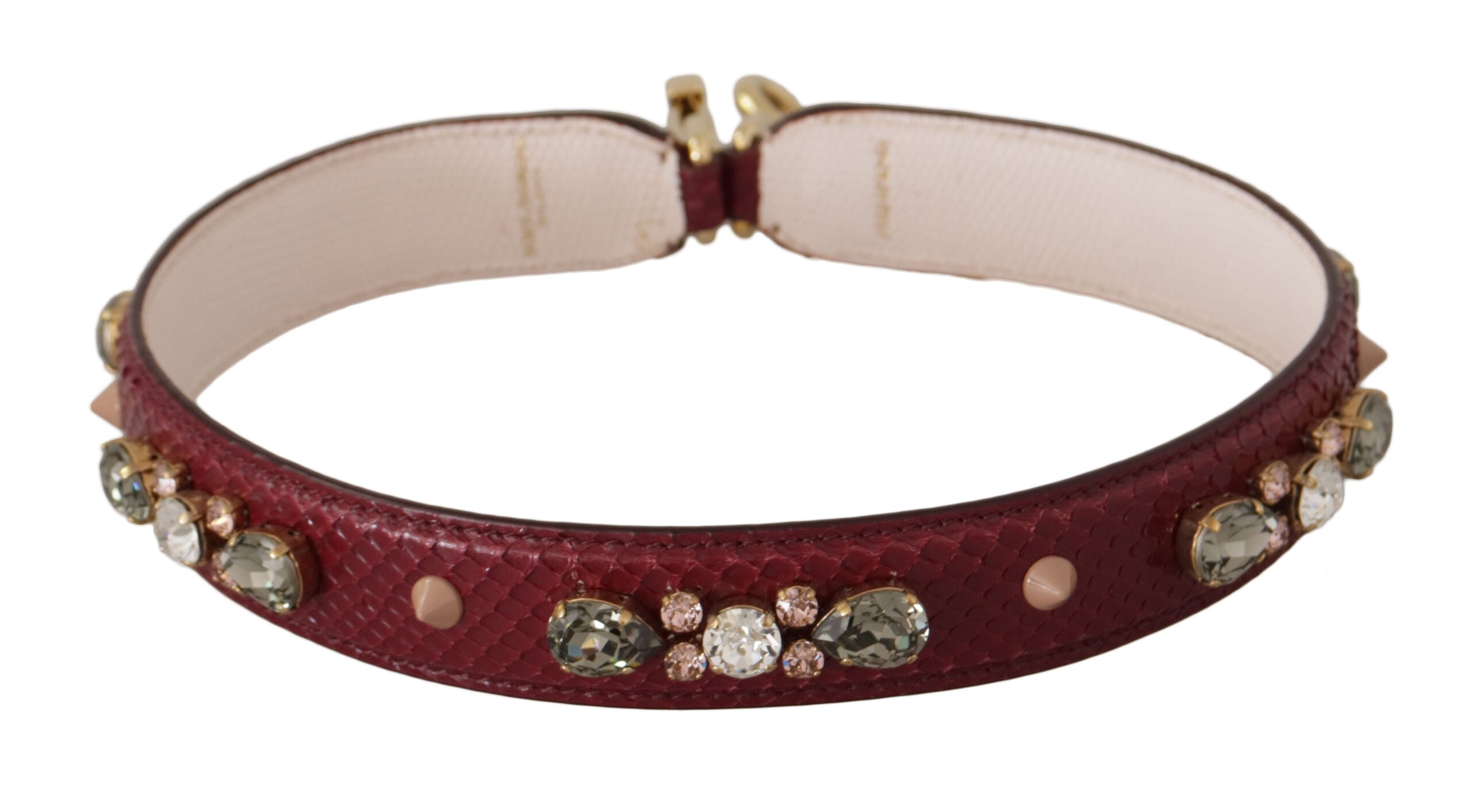 Dolce & Gabbana Bordeaux Leather Crystals Bag Shoulder Women's Strap