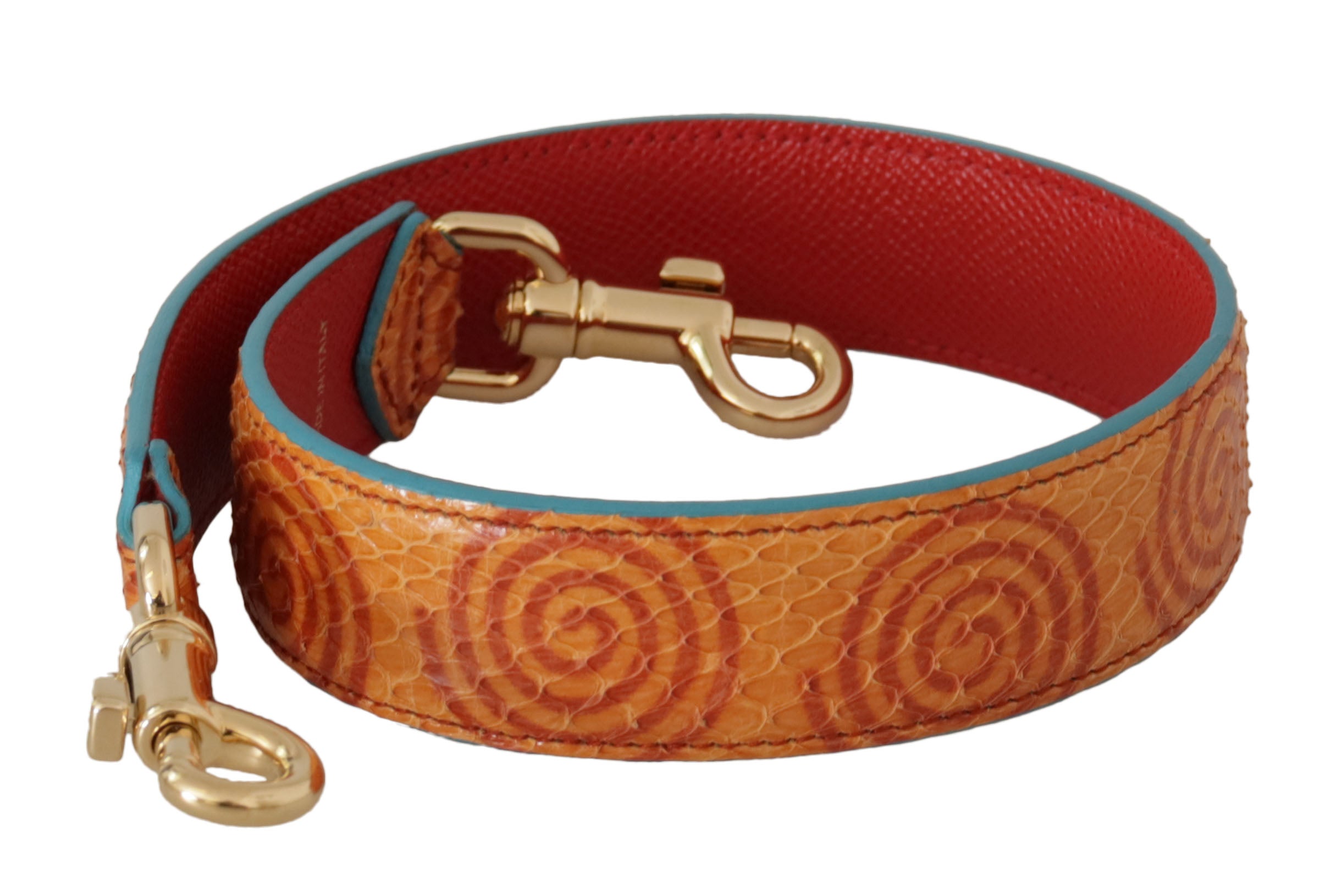 Dolce & Gabbana Orange Leather Swirl Print Bag Shoulder Women's Strap