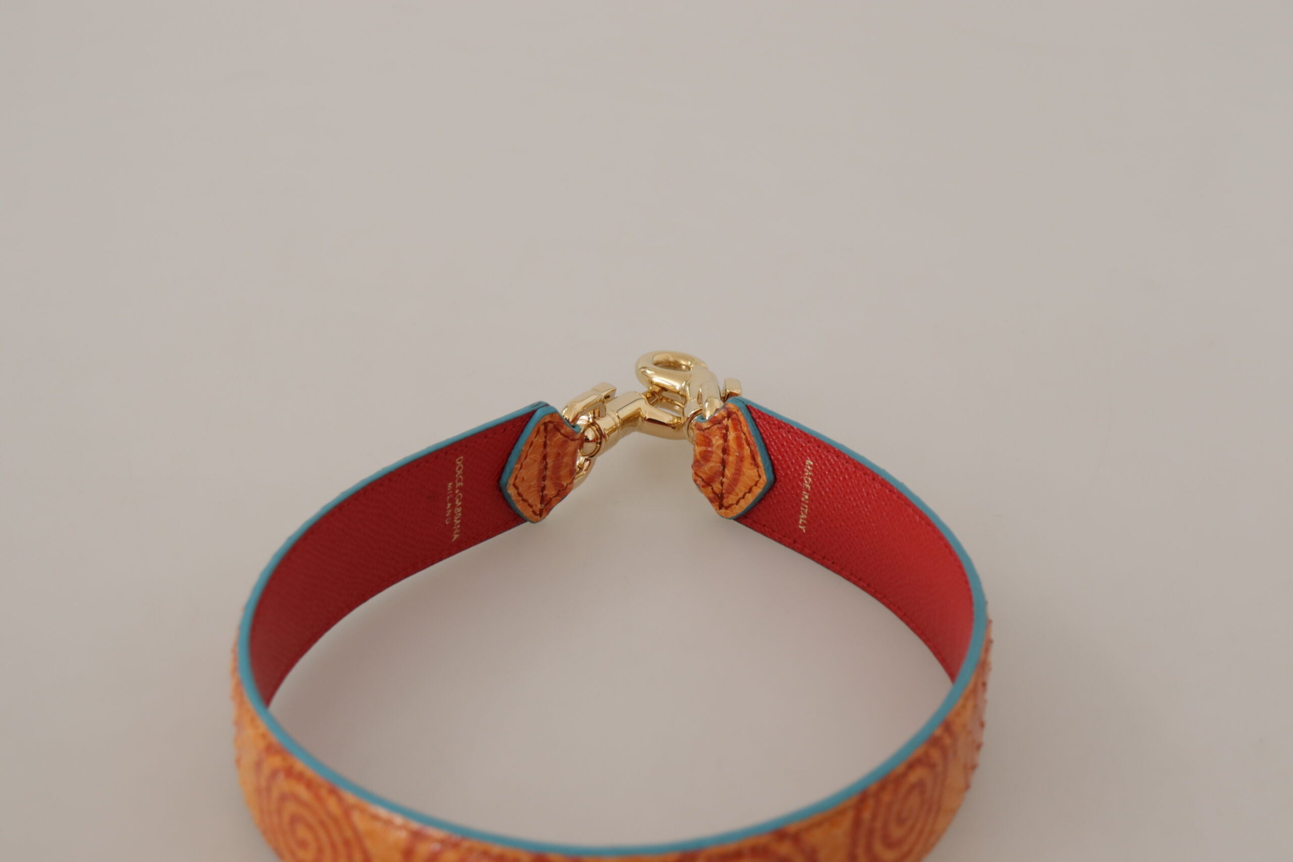 Dolce & Gabbana Orange Leather Swirl Print Bag Shoulder Women's Strap