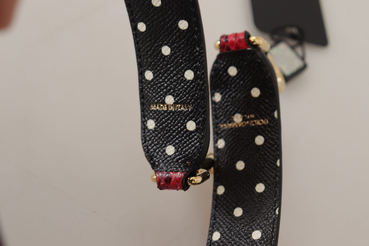 Dolce & Gabbana Red Python Leather Crystals Reversible Shoulder Women's Strap