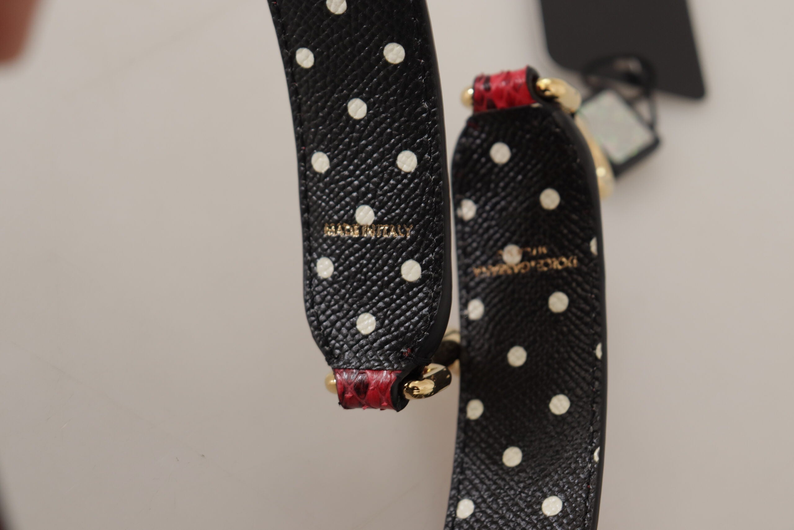 Dolce & Gabbana Red Python Leather Crystals Reversible Shoulder Women's Strap