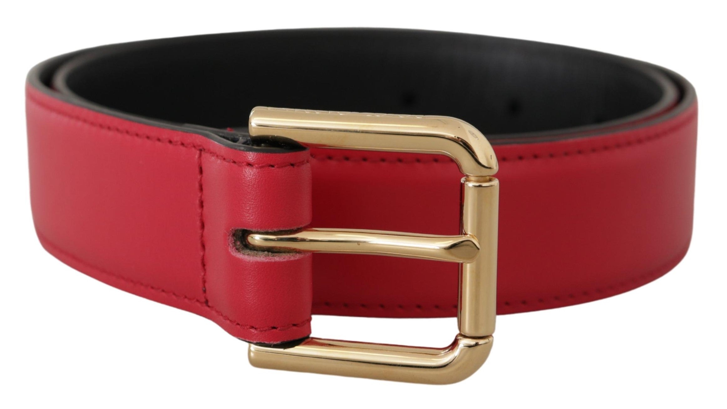 Dolce & Gabbana Elegant Red Leather Belt with Gold-Tone Women's Buckle