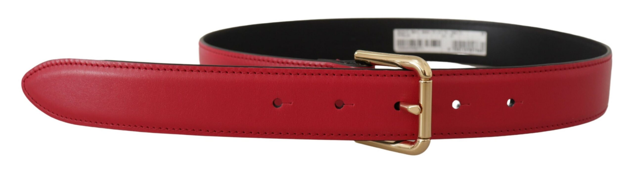 Dolce & Gabbana Elegant Red Leather Belt with Gold-Tone Women's Buckle