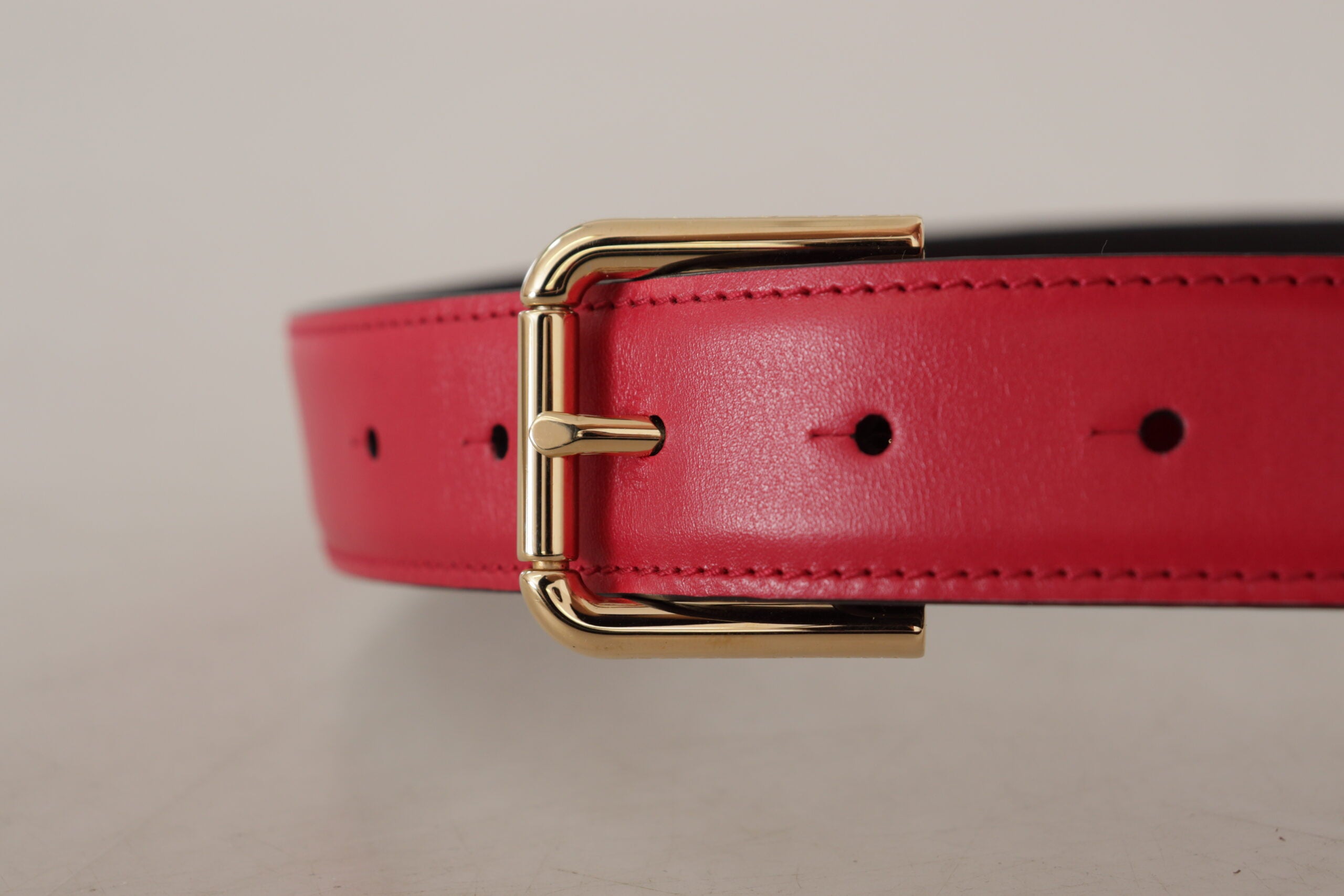 Dolce & Gabbana Elegant Red Leather Belt with Gold-Tone Women's Buckle
