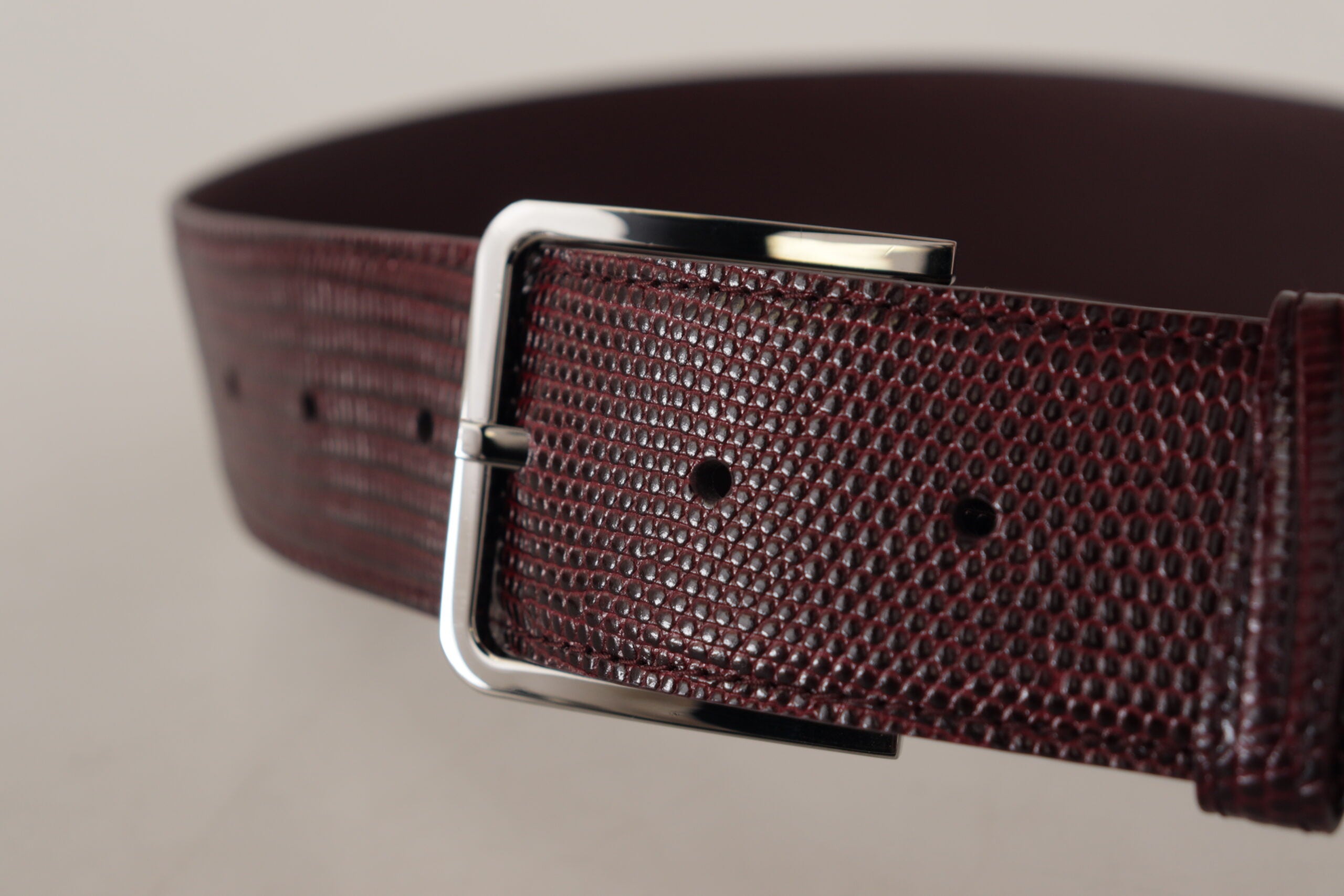 Dolce & Gabbana Elegant Maroon Leather Belt with Engraved Women's Buckle