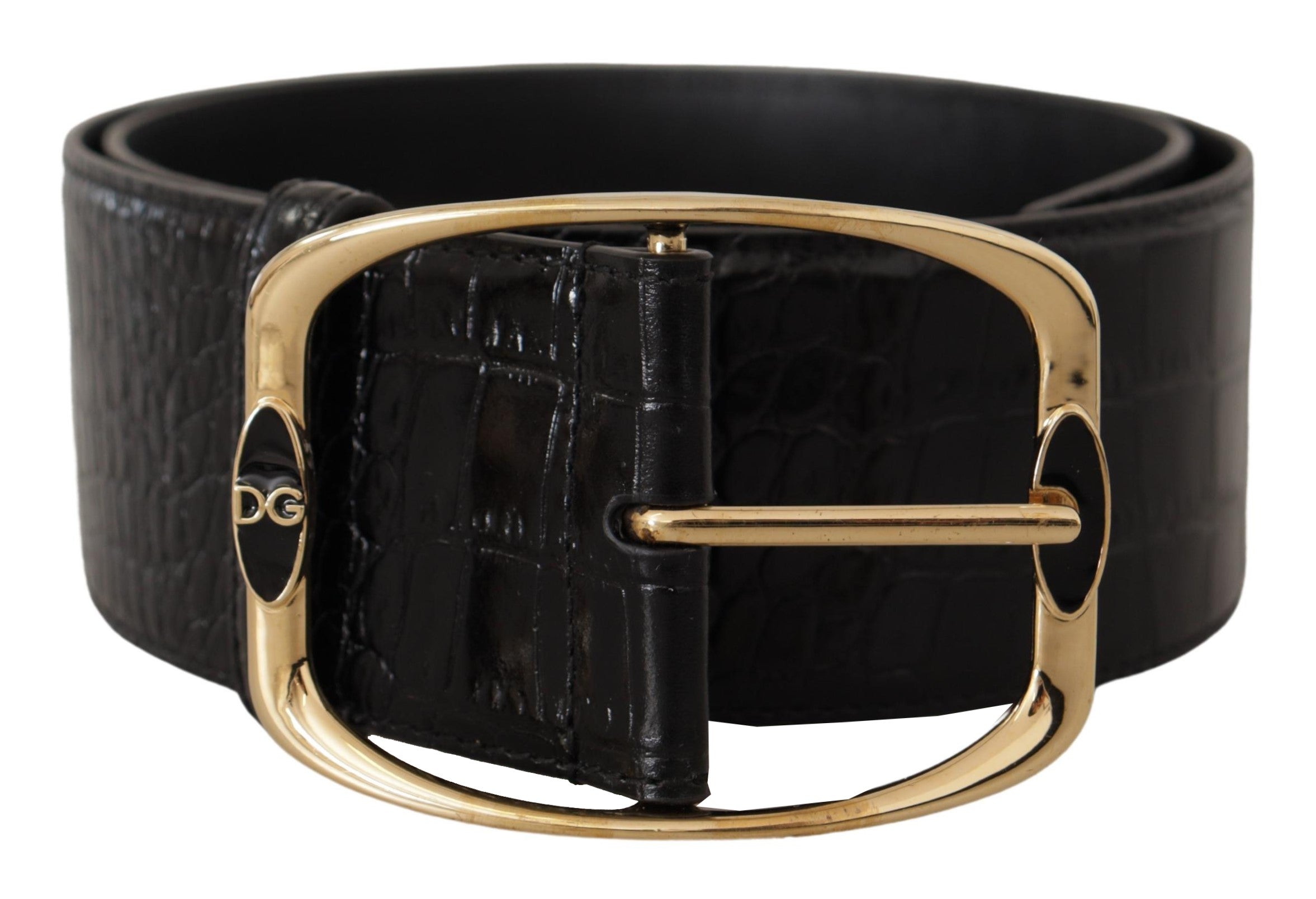 Dolce & Gabbana Elegant Black Leather Logo Women's Belt