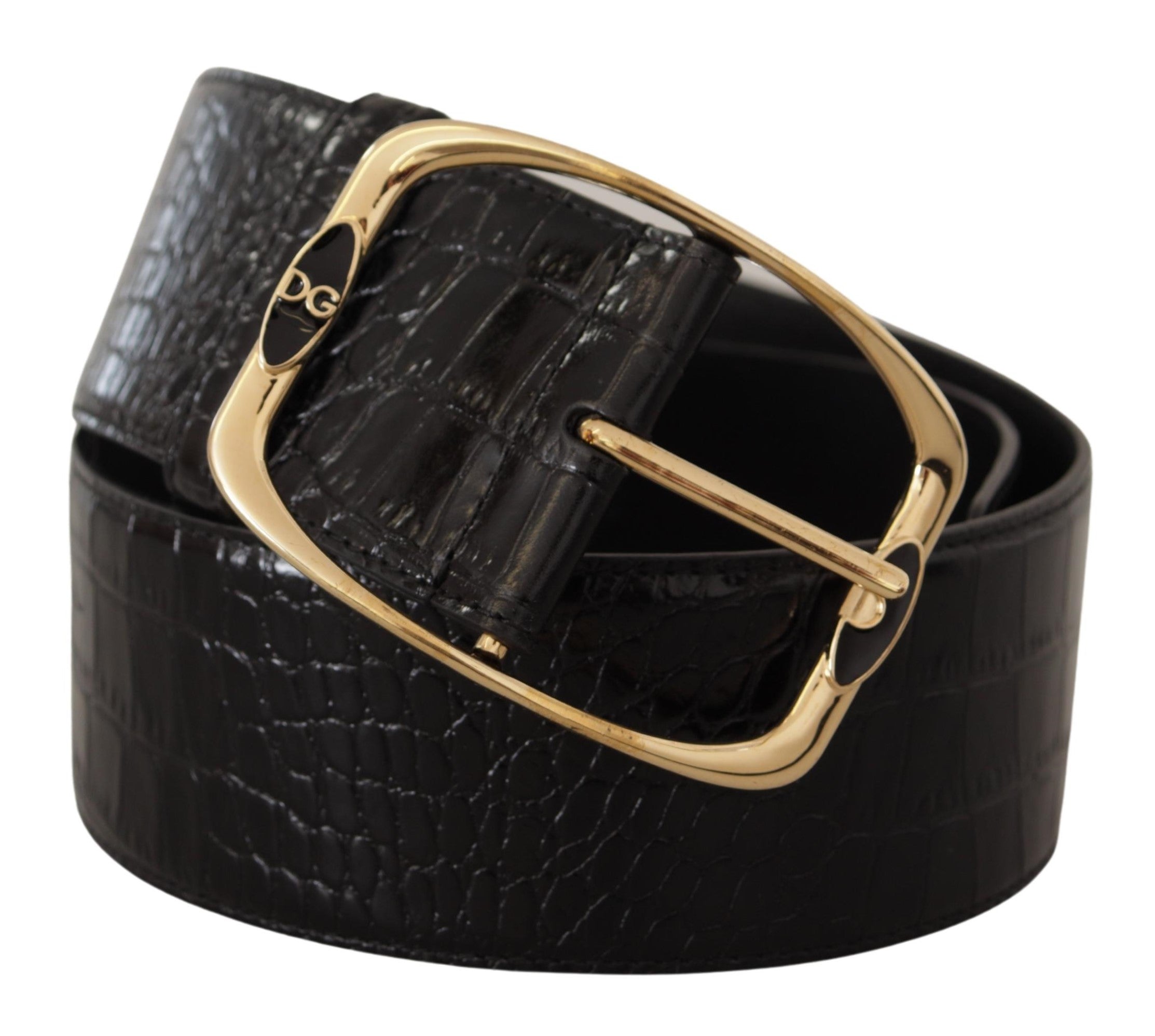 Dolce & Gabbana Elegant Black Leather Logo Women's Belt
