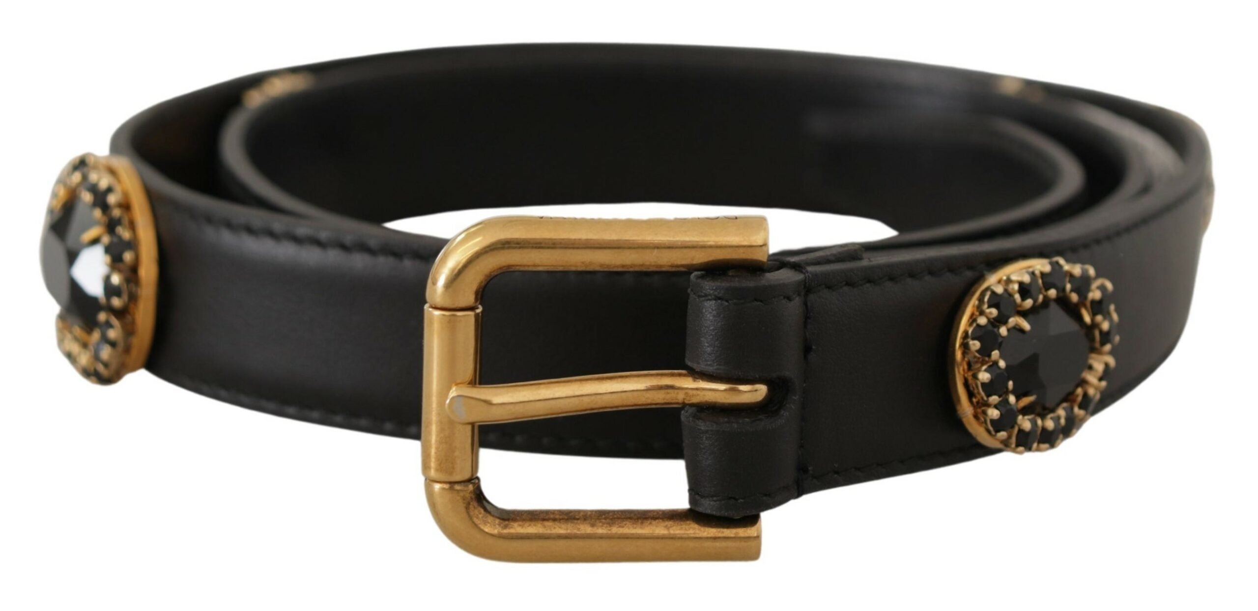 Dolce & Gabbana Elegant Black Leather Logo Women's Belt