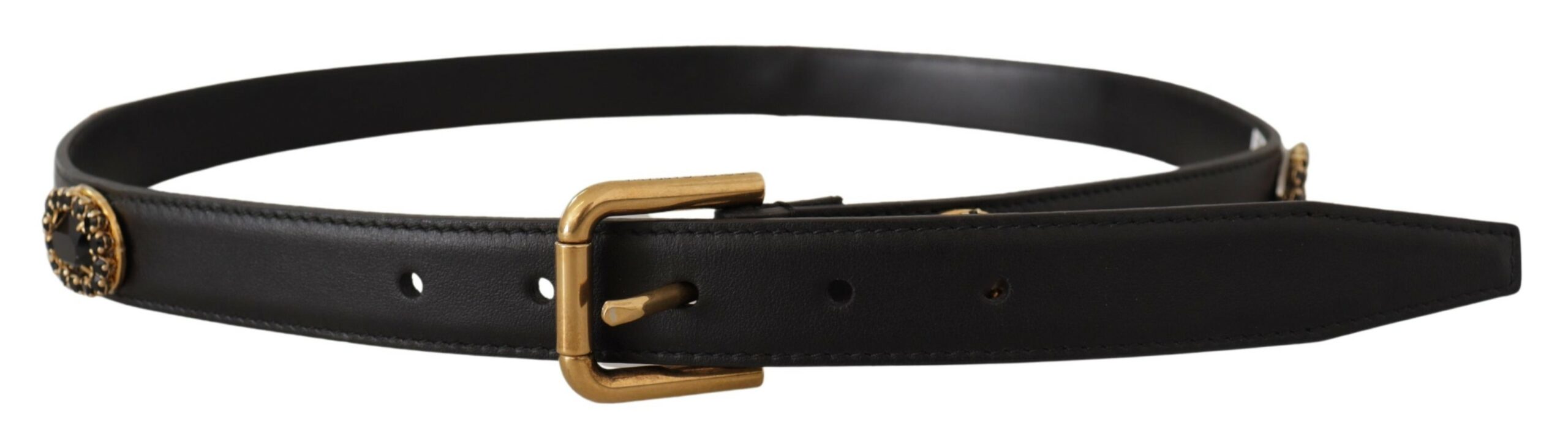 Dolce & Gabbana Elegant Black Leather Logo Women's Belt