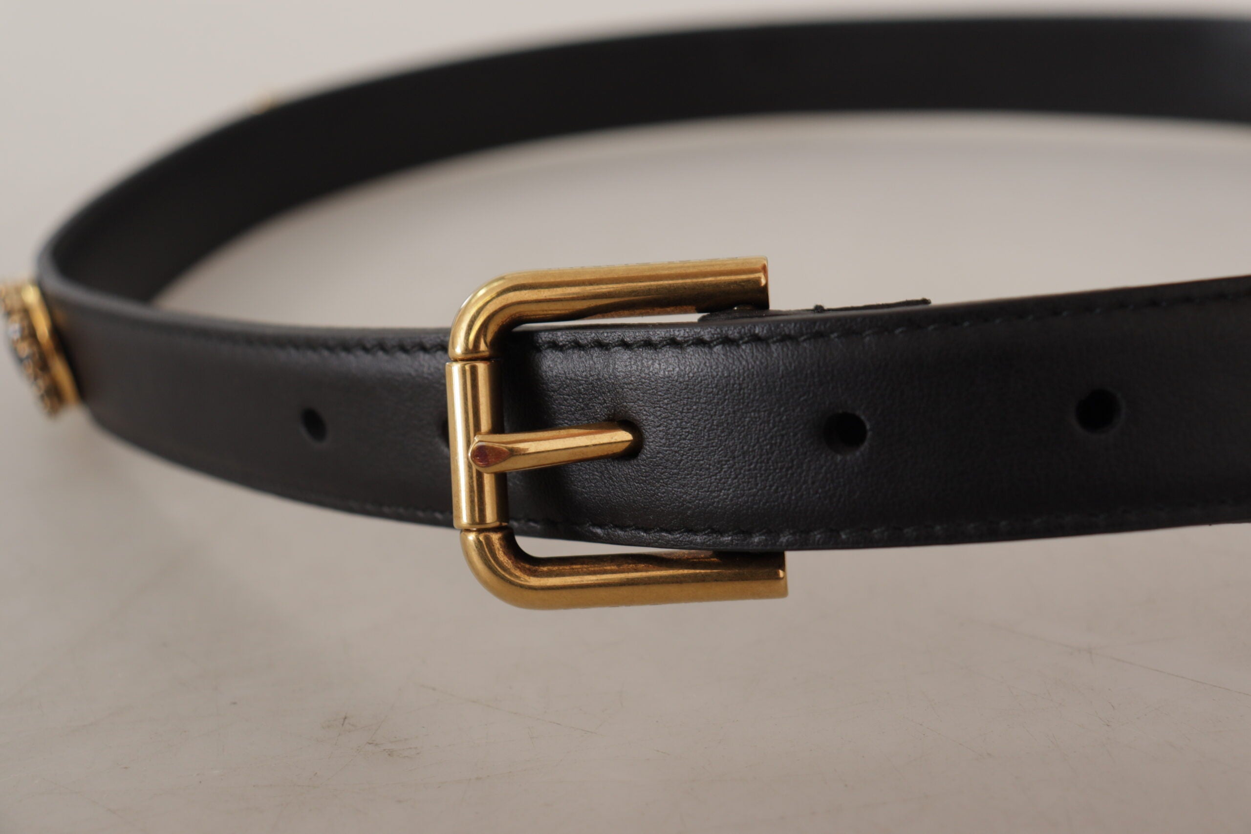 Dolce & Gabbana Elegant Black Leather Logo Women's Belt