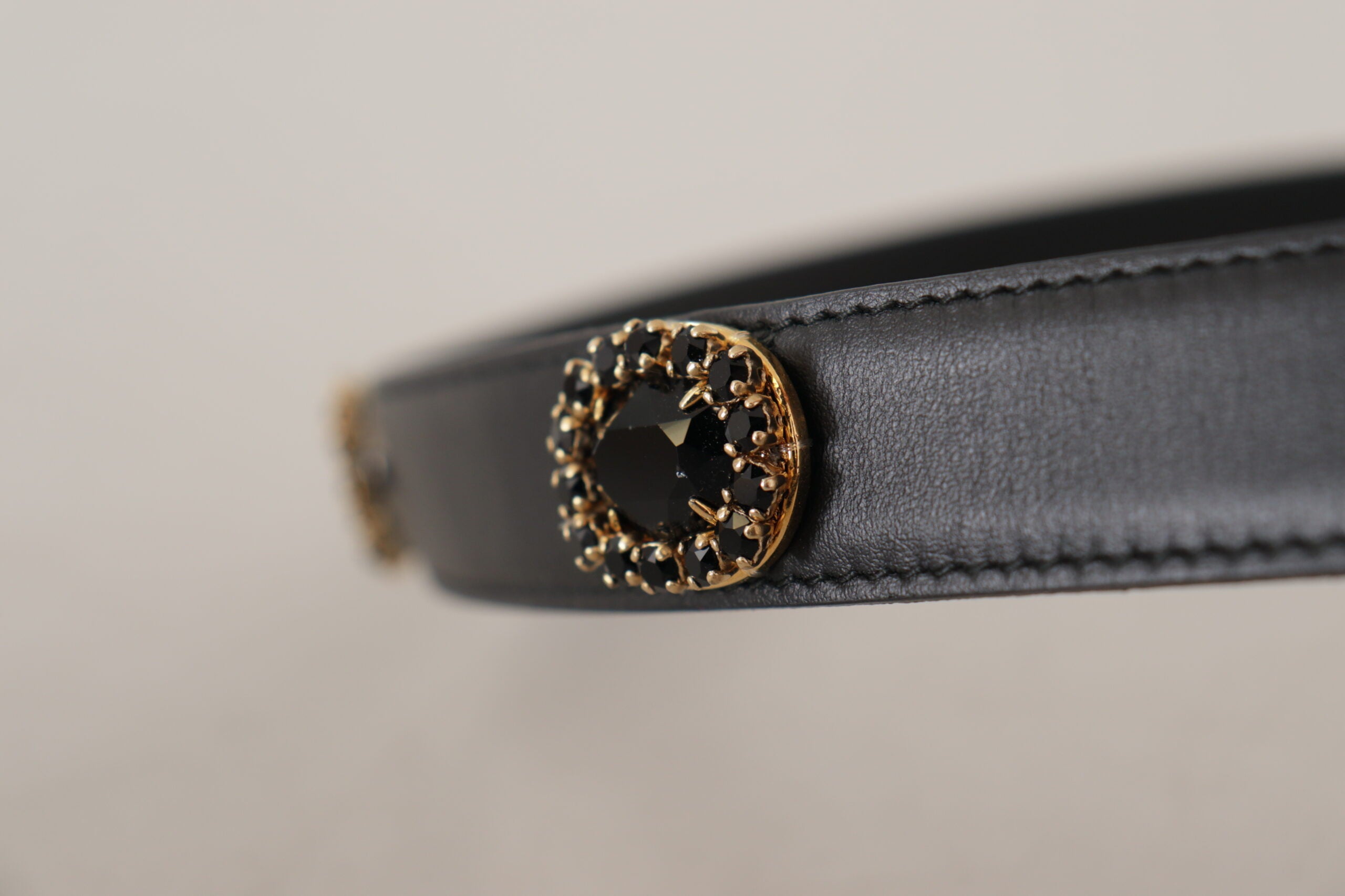 Dolce & Gabbana Elegant Black Leather Logo Women's Belt