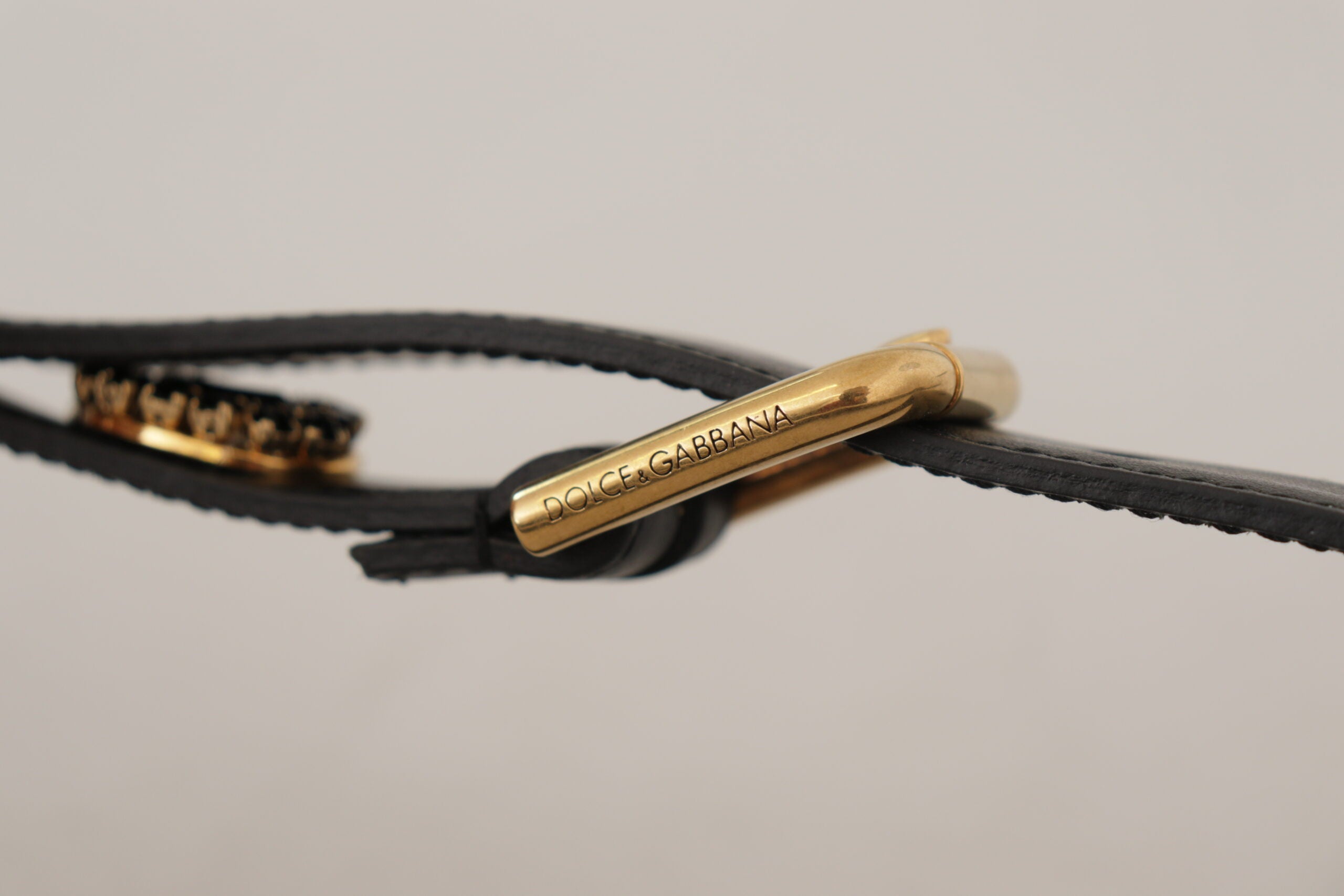 Dolce & Gabbana Elegant Black Leather Logo Women's Belt