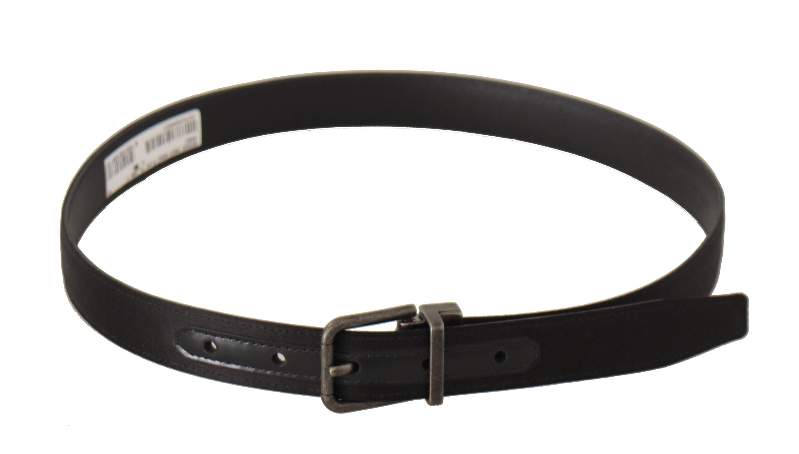 Dolce & Gabbana Black Calfskin Leather Vintage Metal Buckle Women's Belt