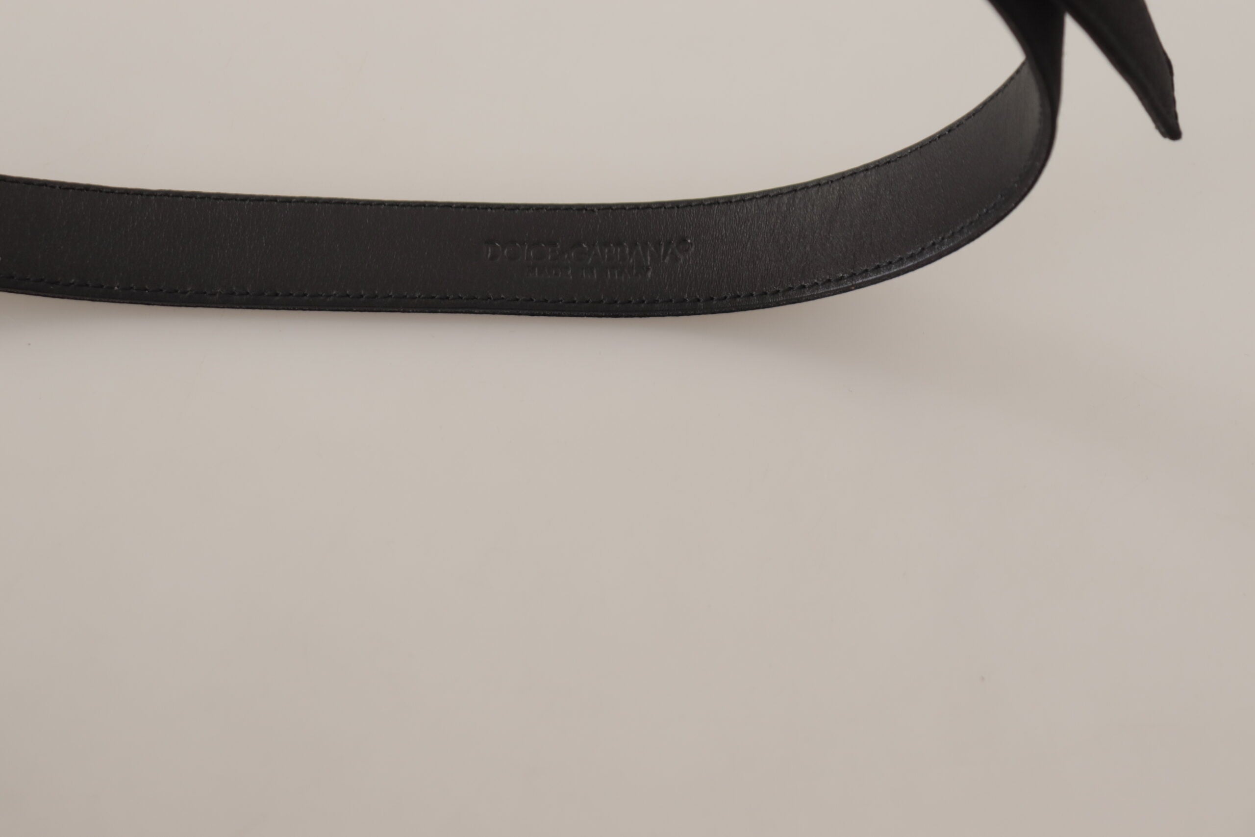 Dolce & Gabbana Black Calfskin Leather Vintage Metal Buckle Women's Belt