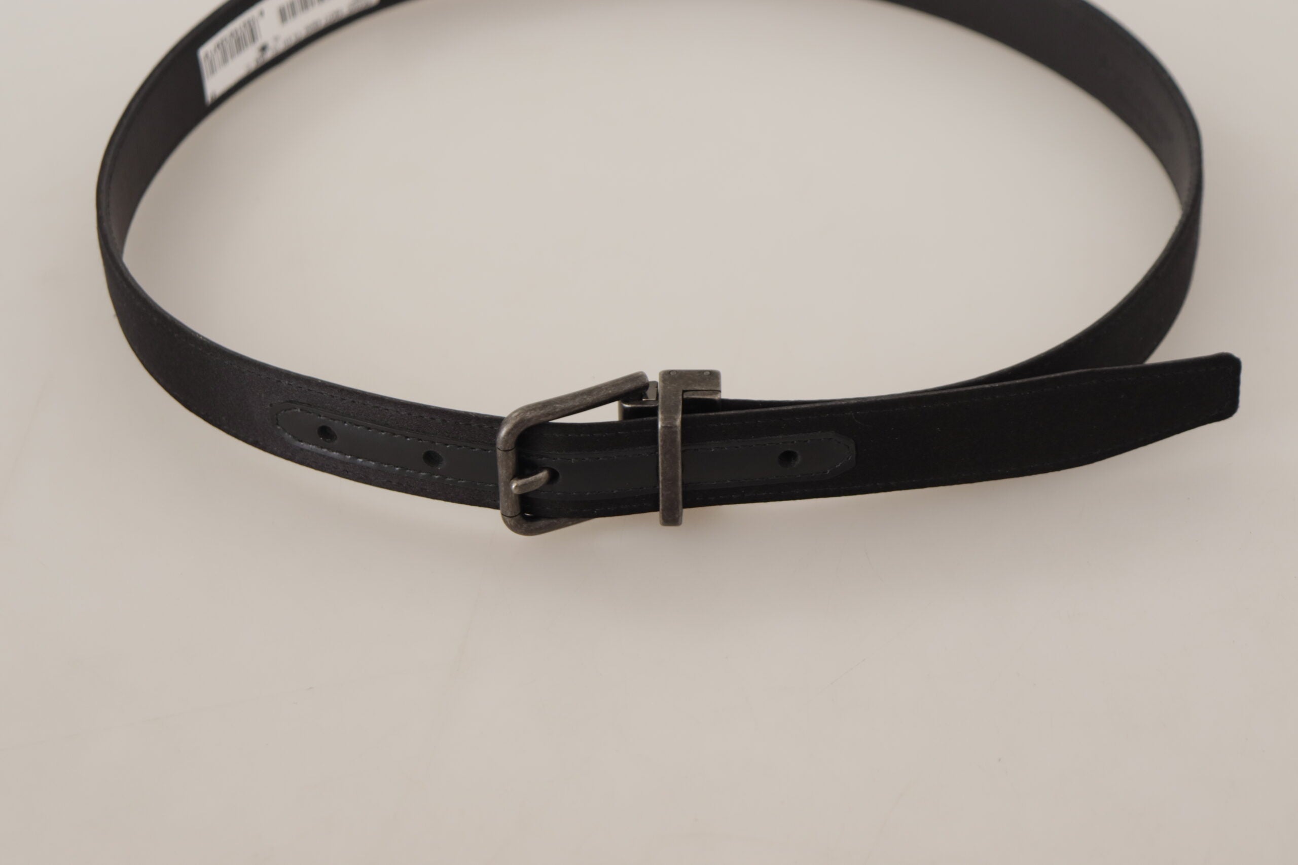 Dolce & Gabbana Black Calfskin Leather Vintage Metal Buckle Women's Belt