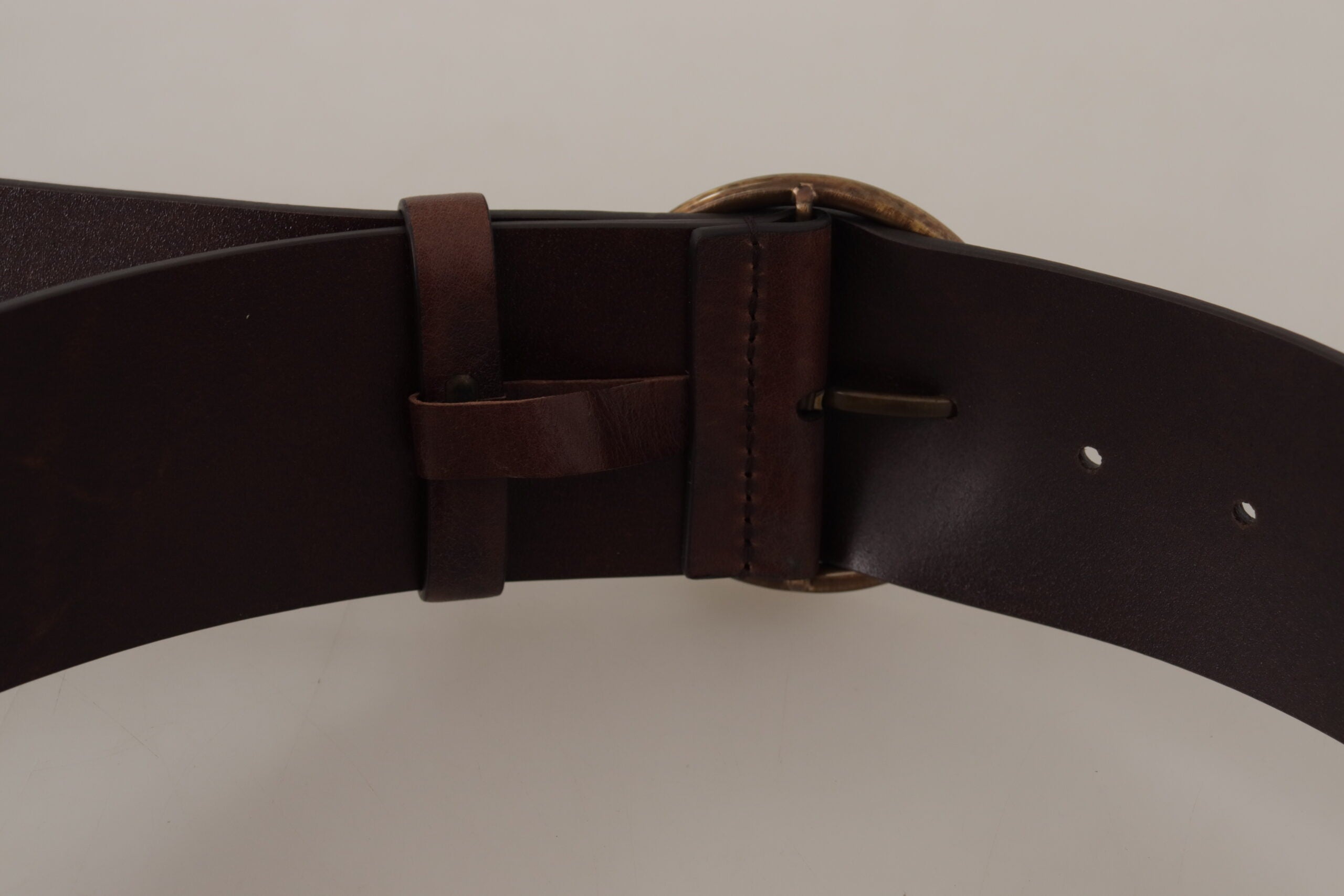 Dolce & Gabbana Elegant Leather Belt with Engraved Women's Buckle