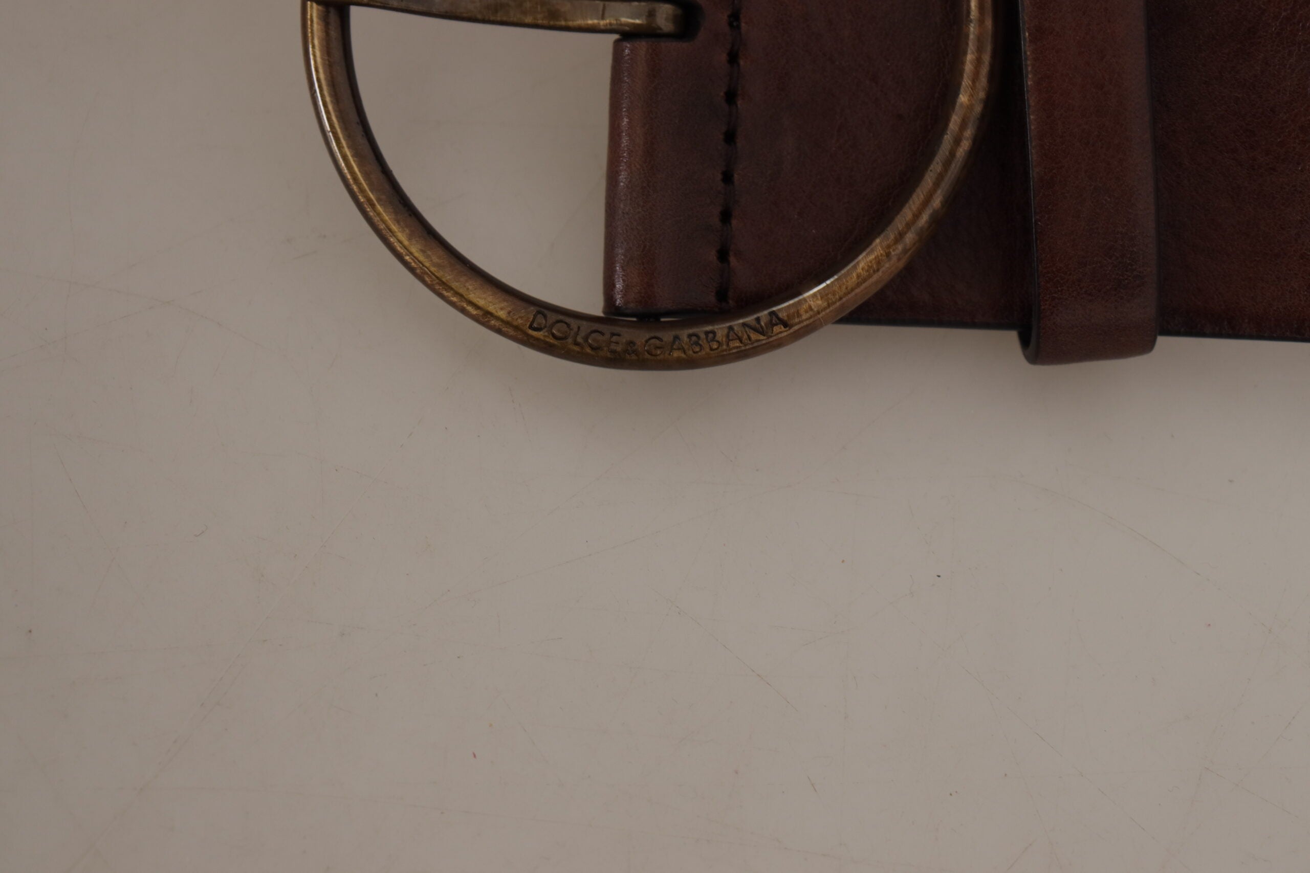 Dolce & Gabbana Elegant Leather Belt with Engraved Women's Buckle