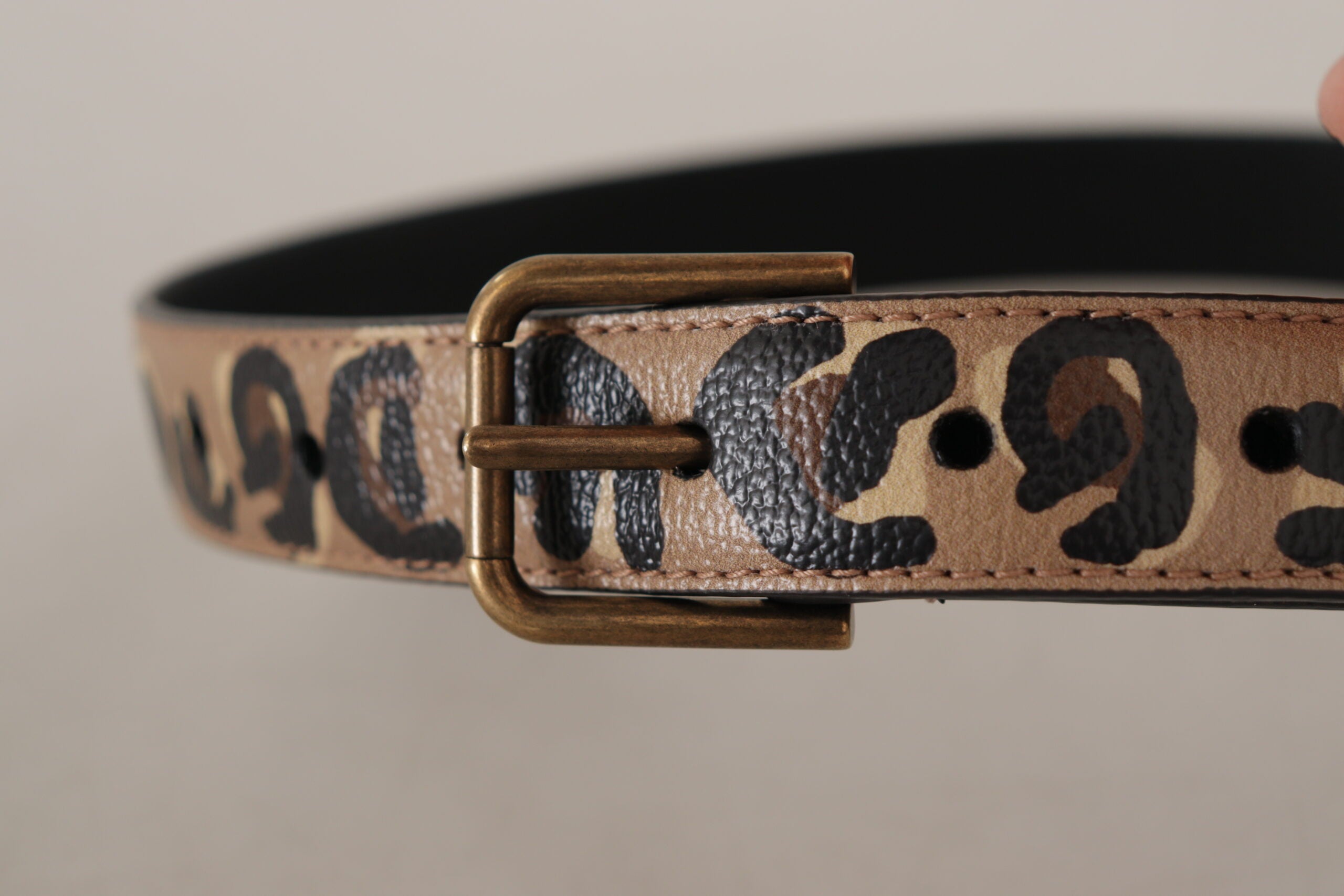 Dolce & Gabbana Brown Leopard Print Vintage Metal Waist Buckle Women's Belt